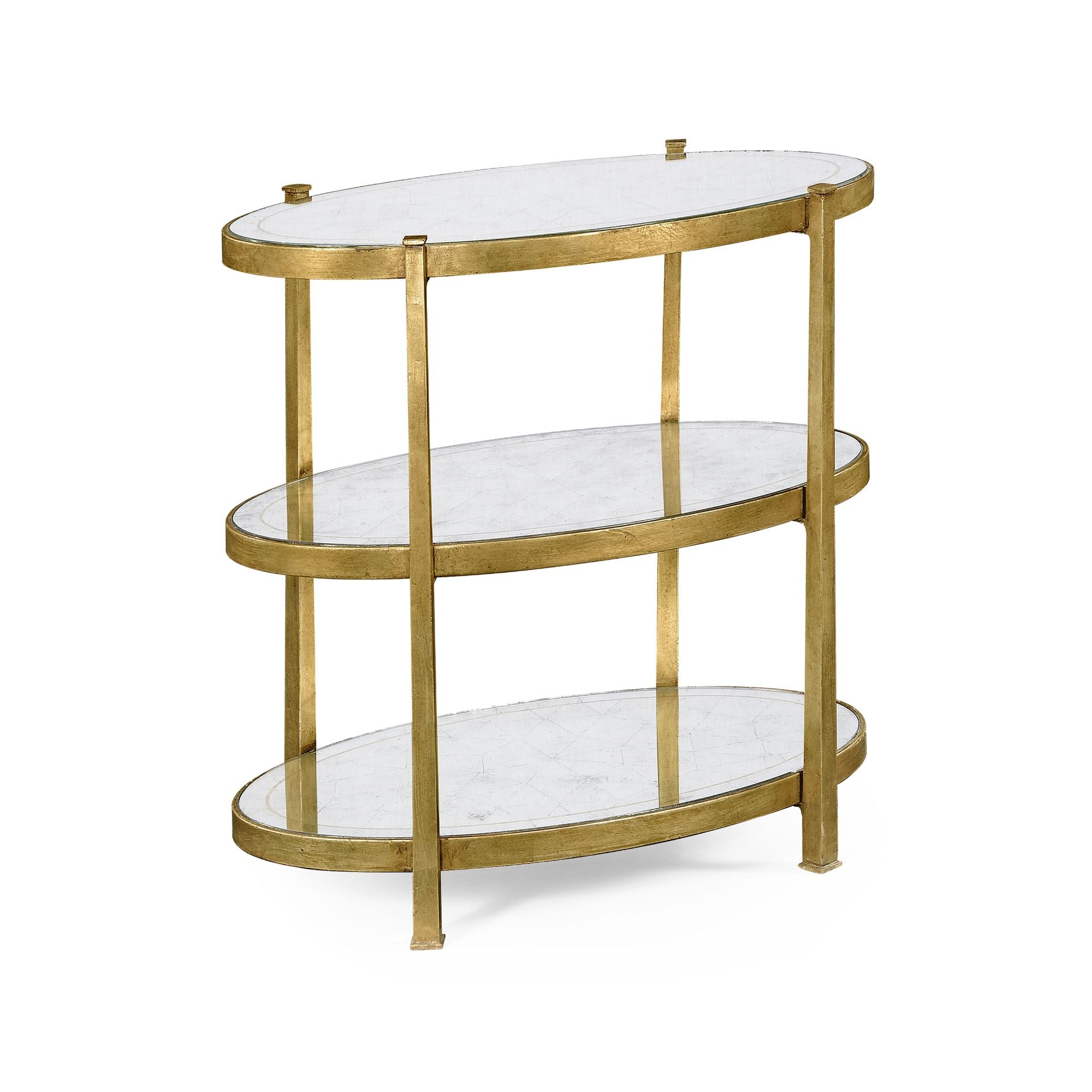 Jonathan Charles Small Oval Side Table Contemporary Three-Tier - Gilded