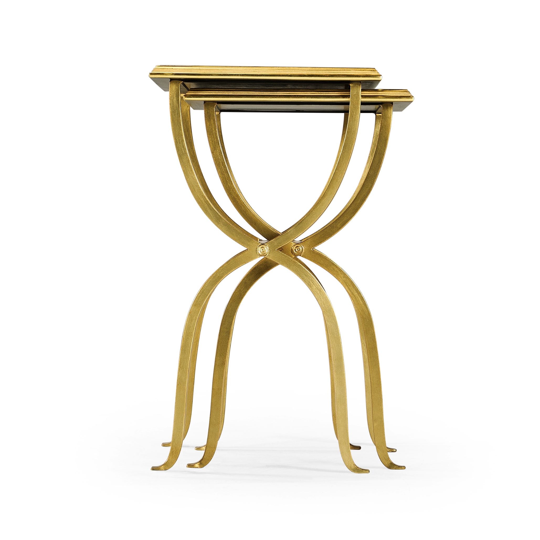 Jonathan Charles Horseshoe Nest of Tables in Gilded Iron