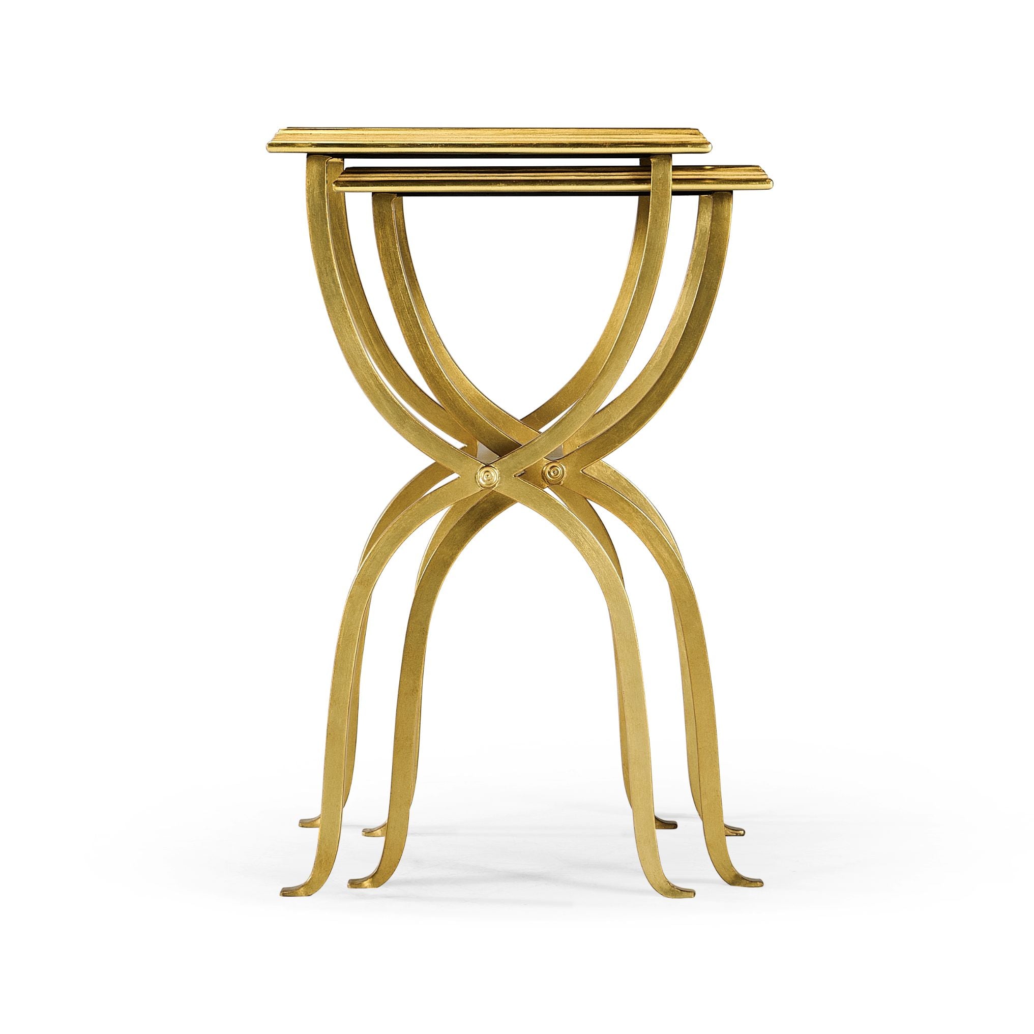 Jonathan Charles Horseshoe Nest of Tables in Gilded Iron