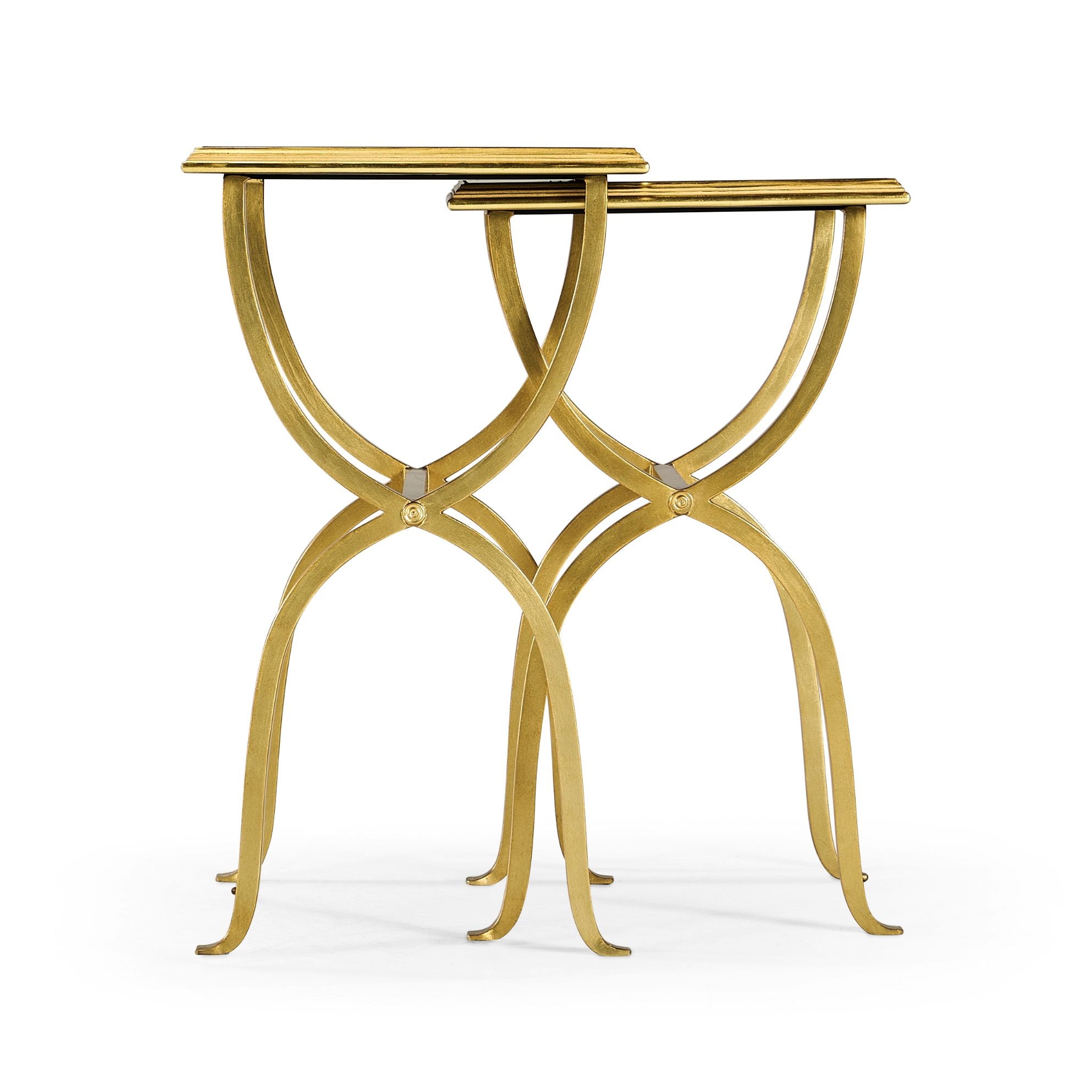 Jonathan Charles Horseshoe Nest of Tables in Gilded Iron