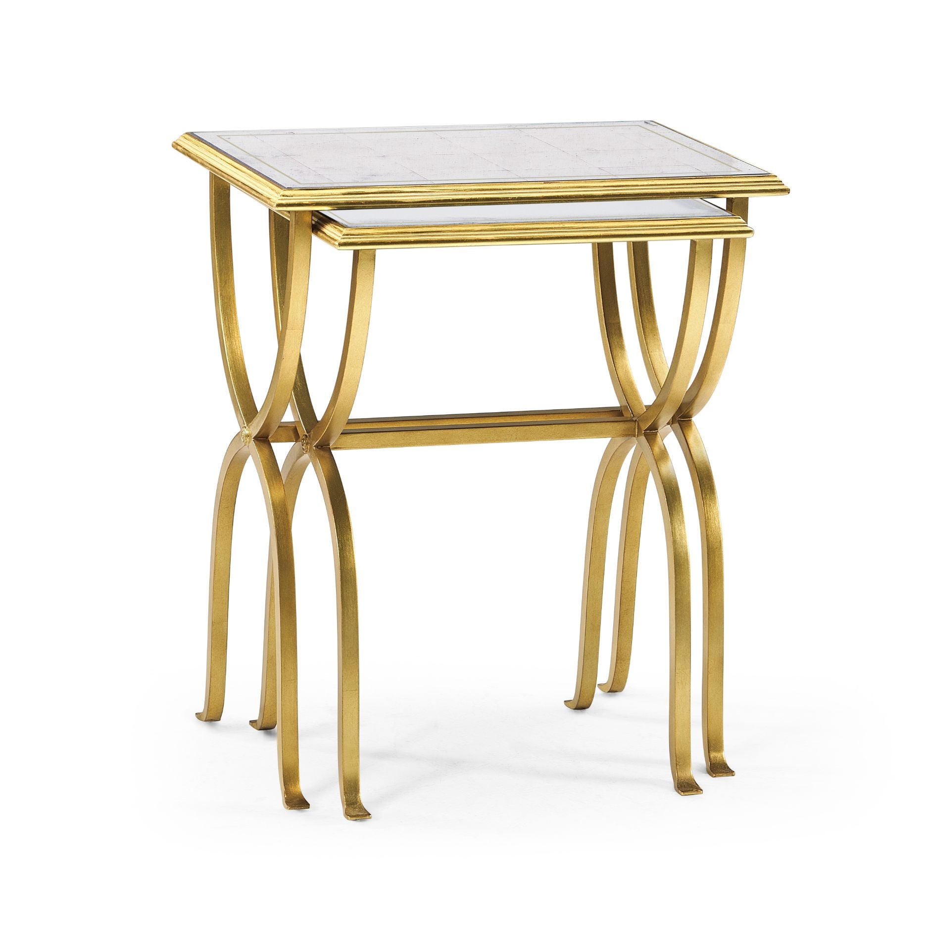 Jonathan Charles Horseshoe Nest of Tables in Gilded Iron