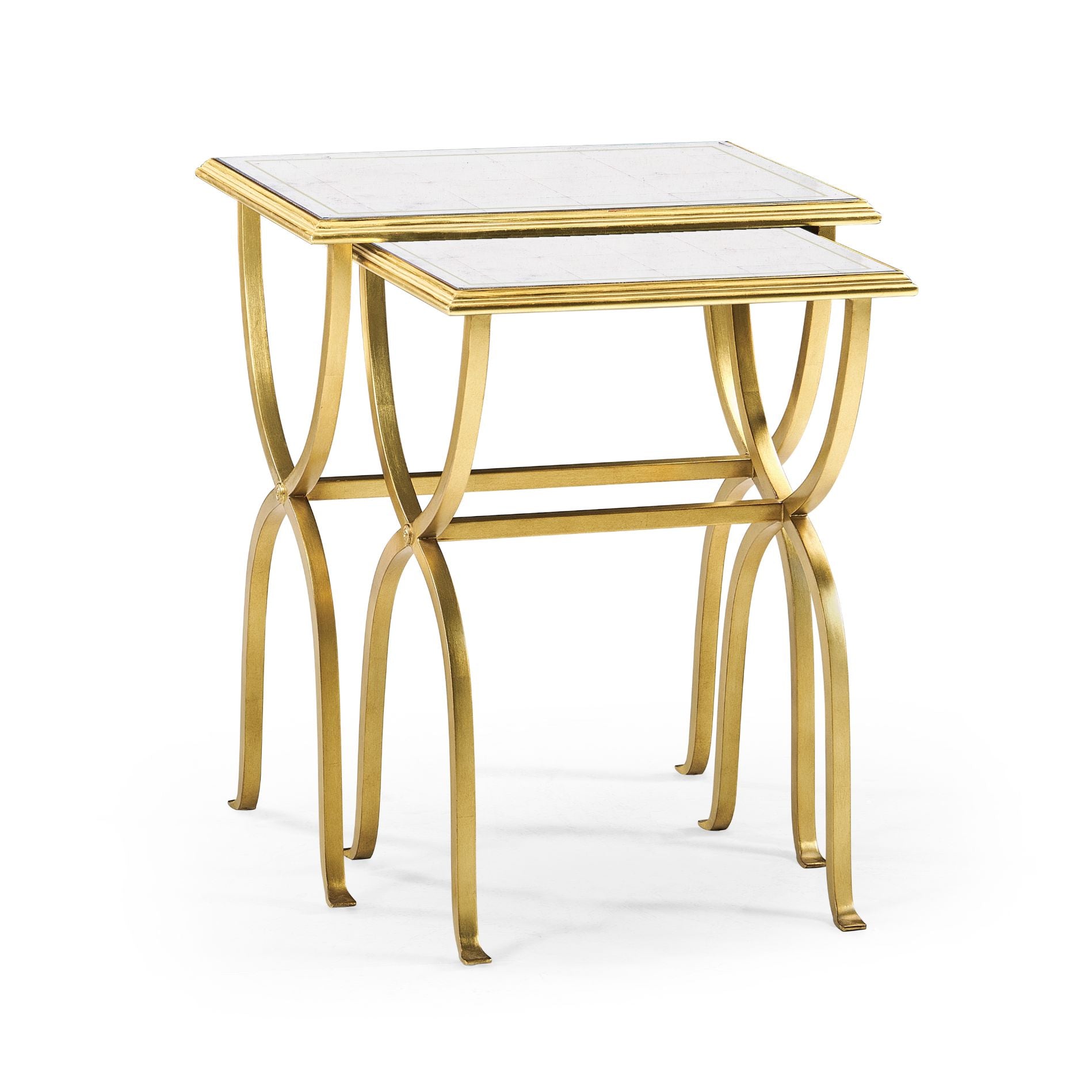 Jonathan Charles Horseshoe Nest of Tables in Gilded Iron