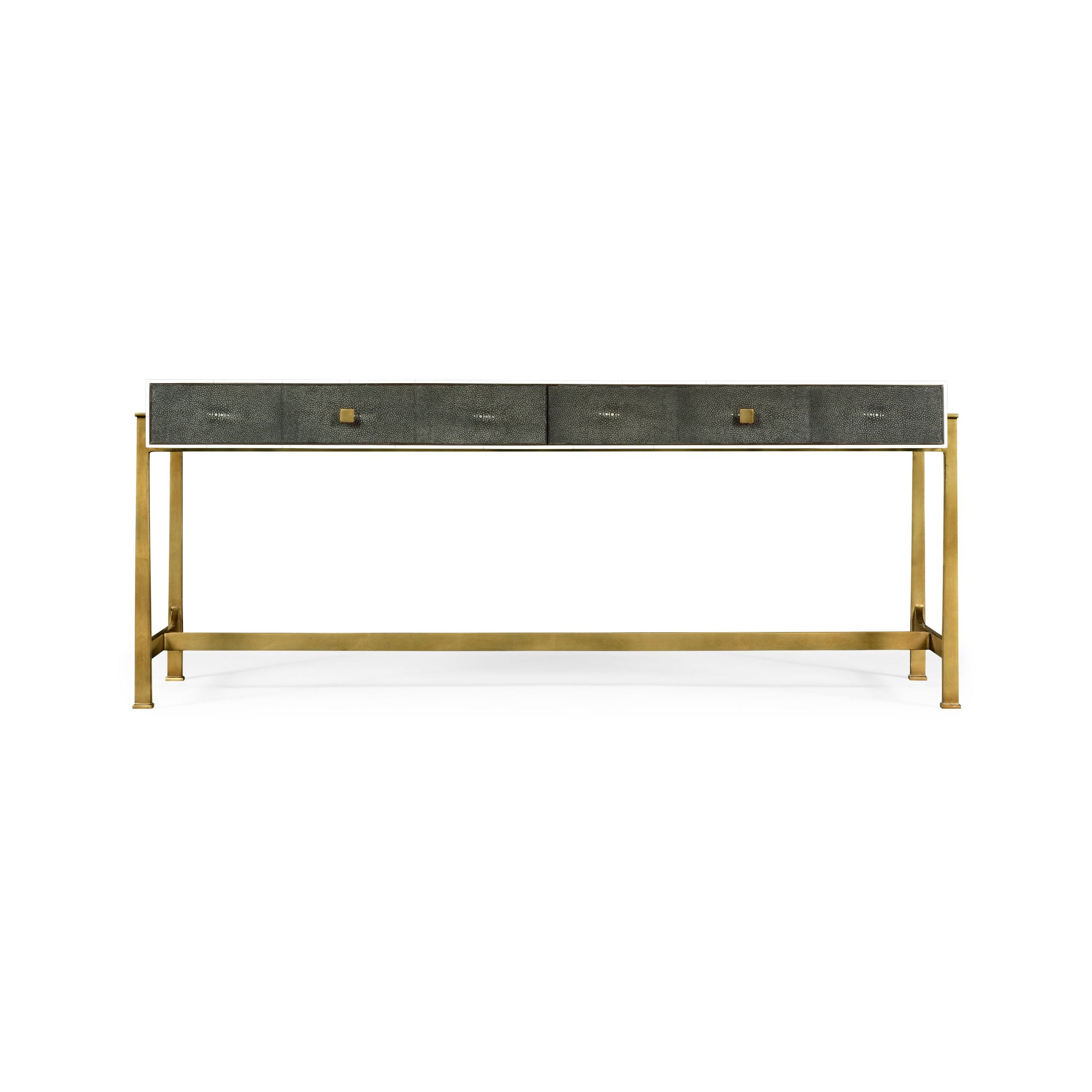 Jonathan Charles Coffee Table 1930s in Anthracite Shagreen - Gilded