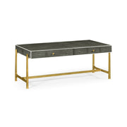 Jonathan Charles Coffee Table 1930s in Anthracite Shagreen - Gilded