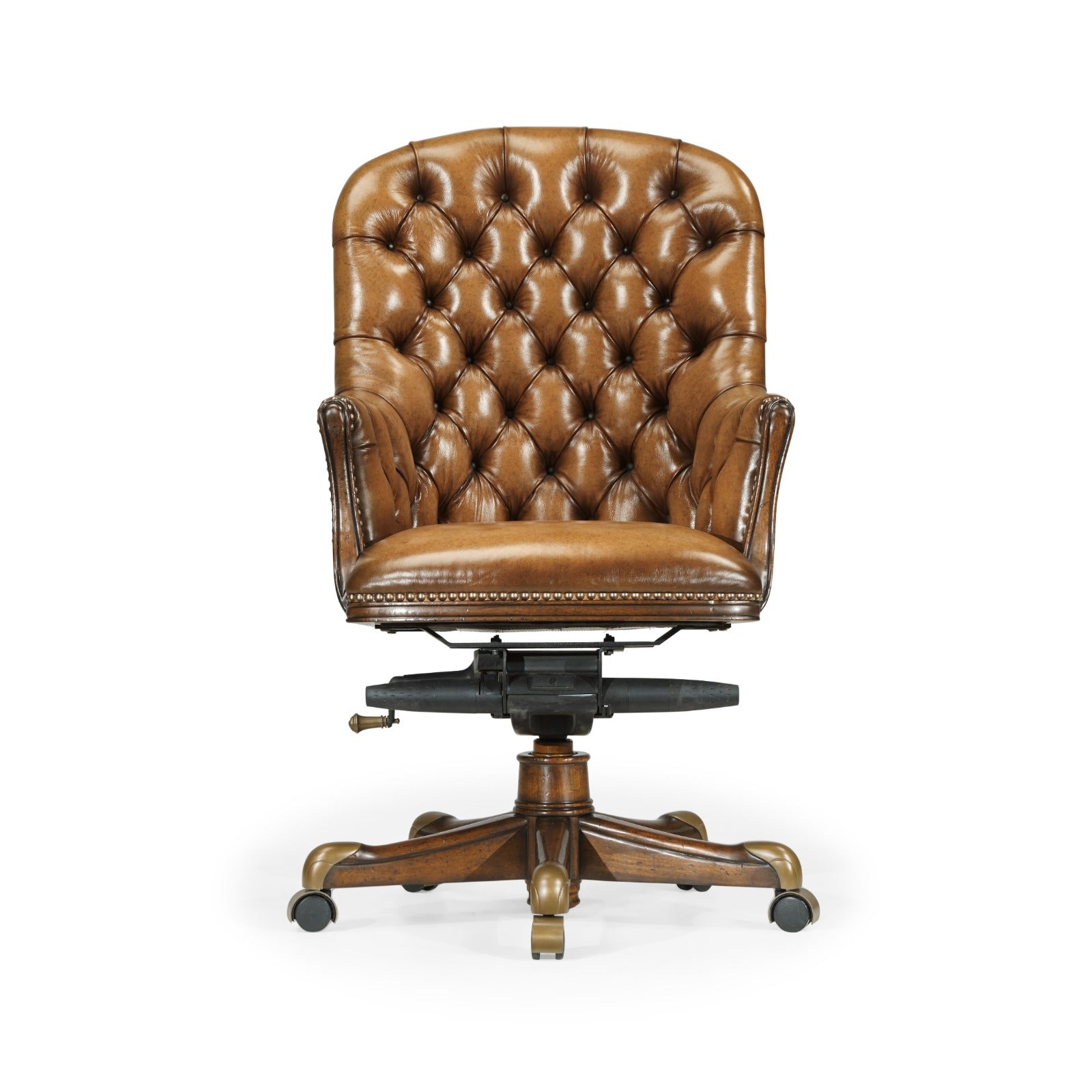 Jonathan Charles Chesterfield Style High Back Walnut Office Chair