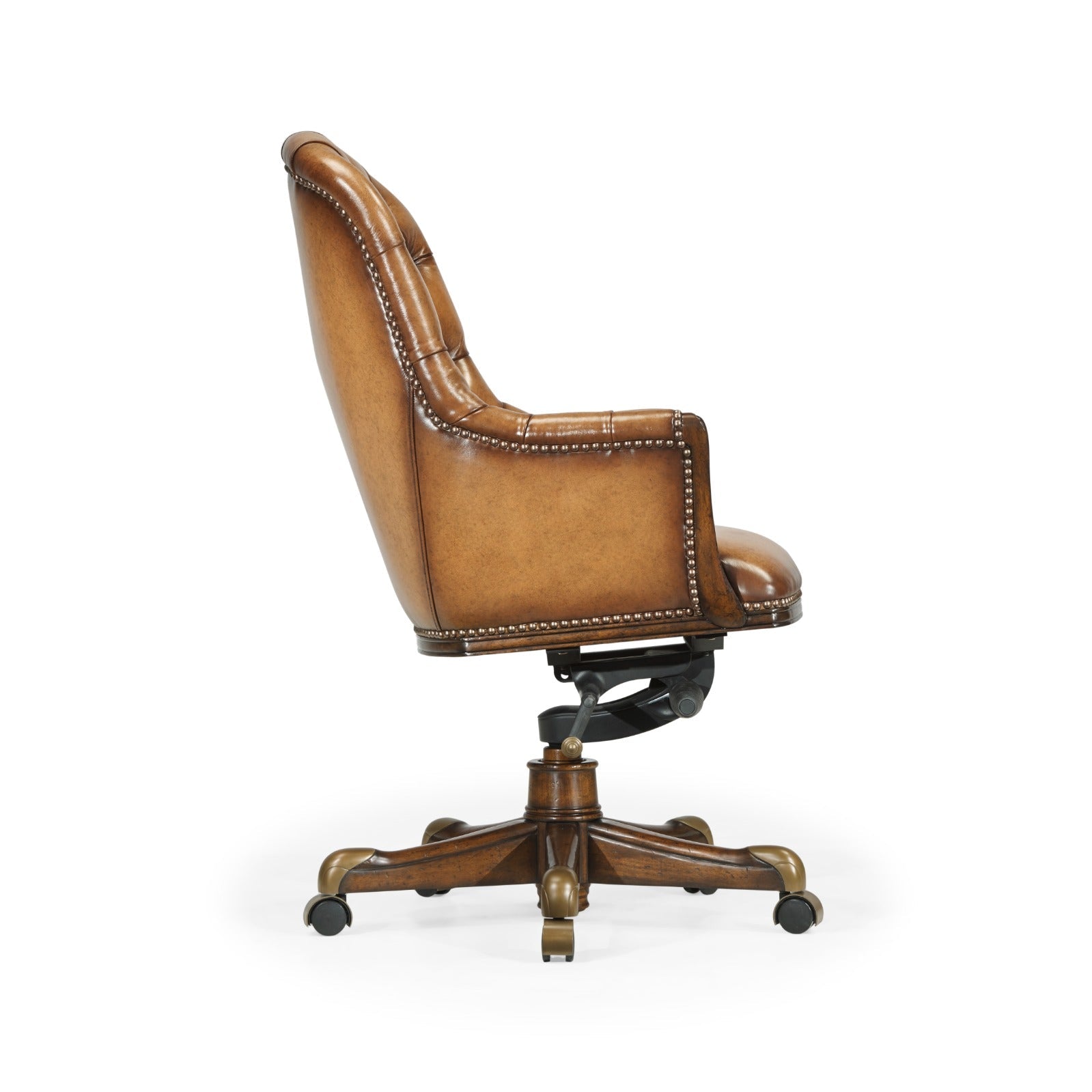 Jonathan Charles Chesterfield Style High Back Walnut Office Chair