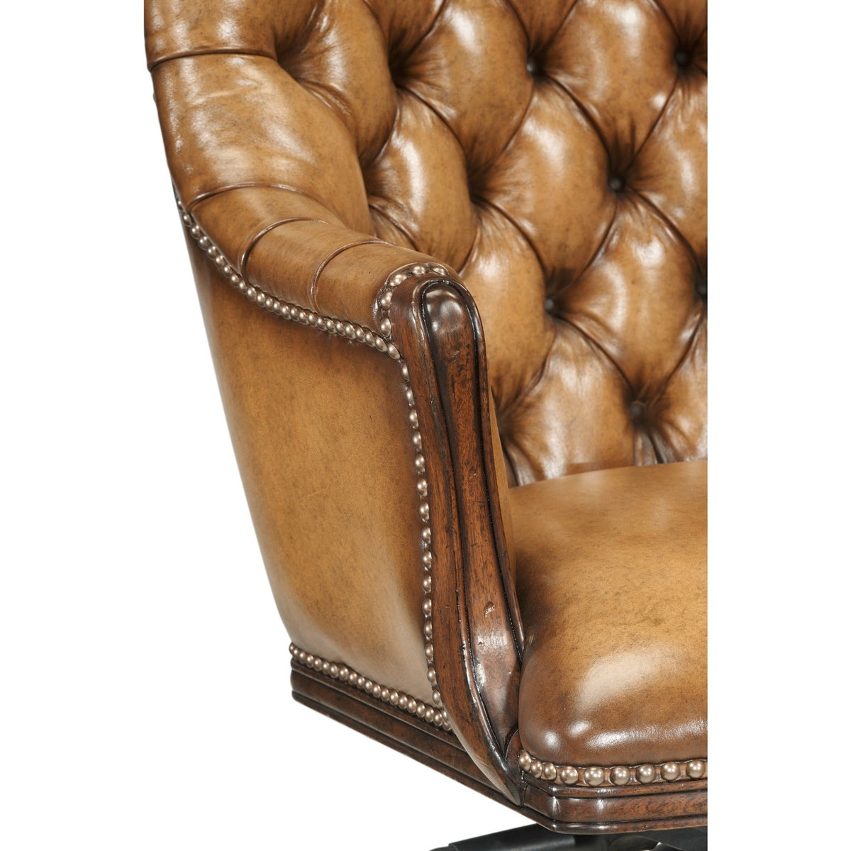 Jonathan Charles Chesterfield Style High Back Walnut Office Chair