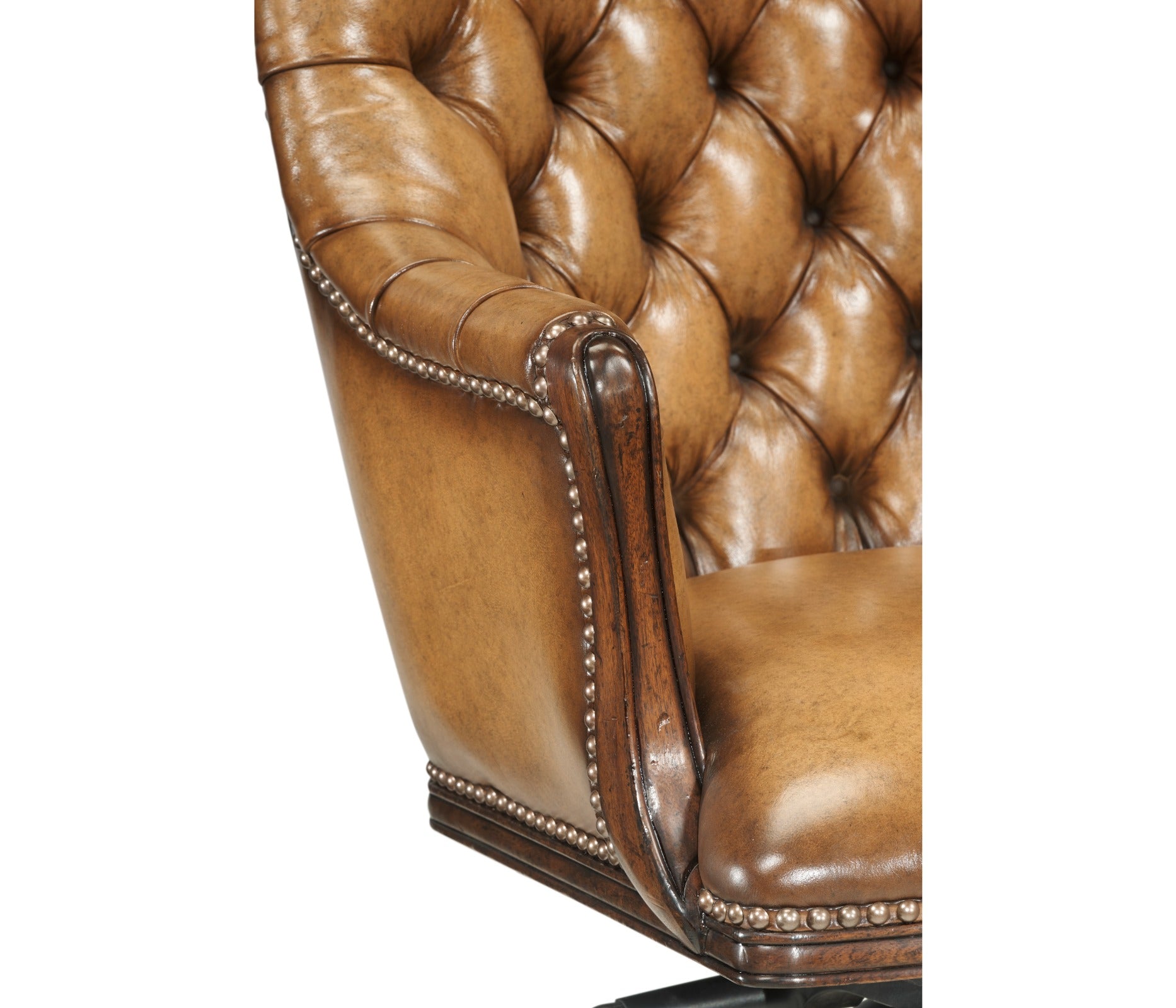 Jonathan Charles Chesterfield Style High Back Walnut Office Chair