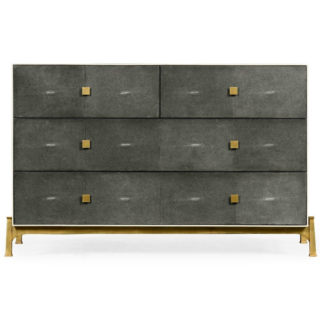 Jonathan Charles 1930s Chest of Drawers in Gilded Anthracite Shagreen - Large