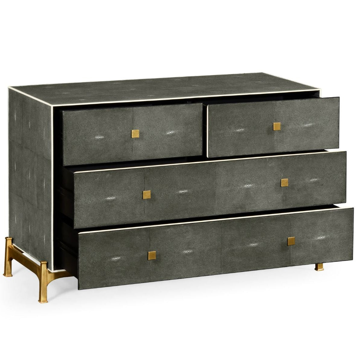 Jonathan Charles 1930s Chest of Drawers in Gilded Anthracite Shagreen - Large