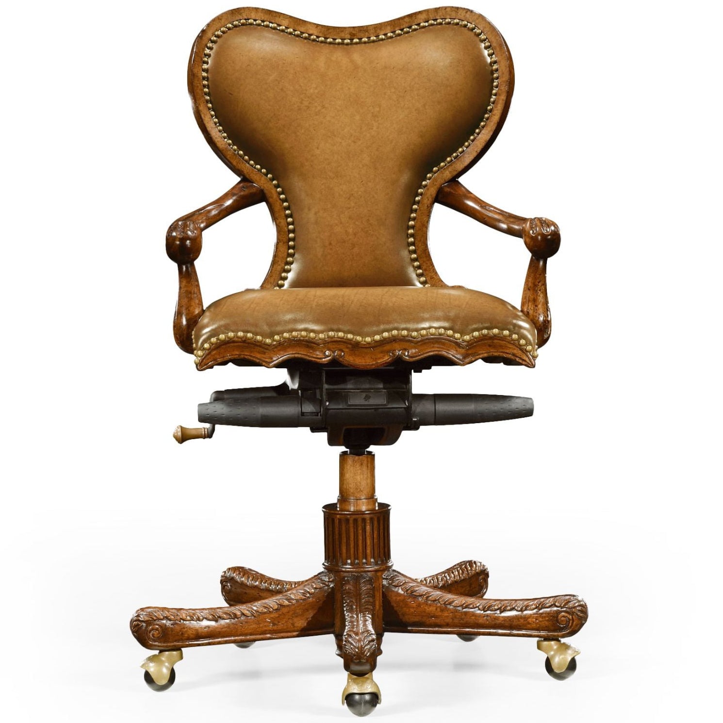 Jonathan Charles Double Lobed Shaped Mahogany Office Chair