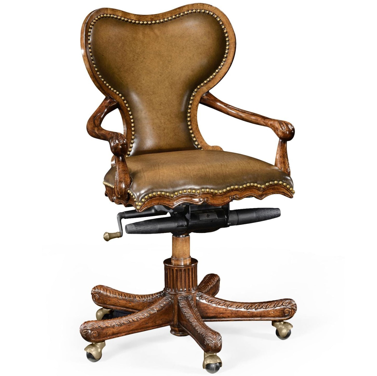 Jonathan Charles Double Lobed Shaped Mahogany Office Chair
