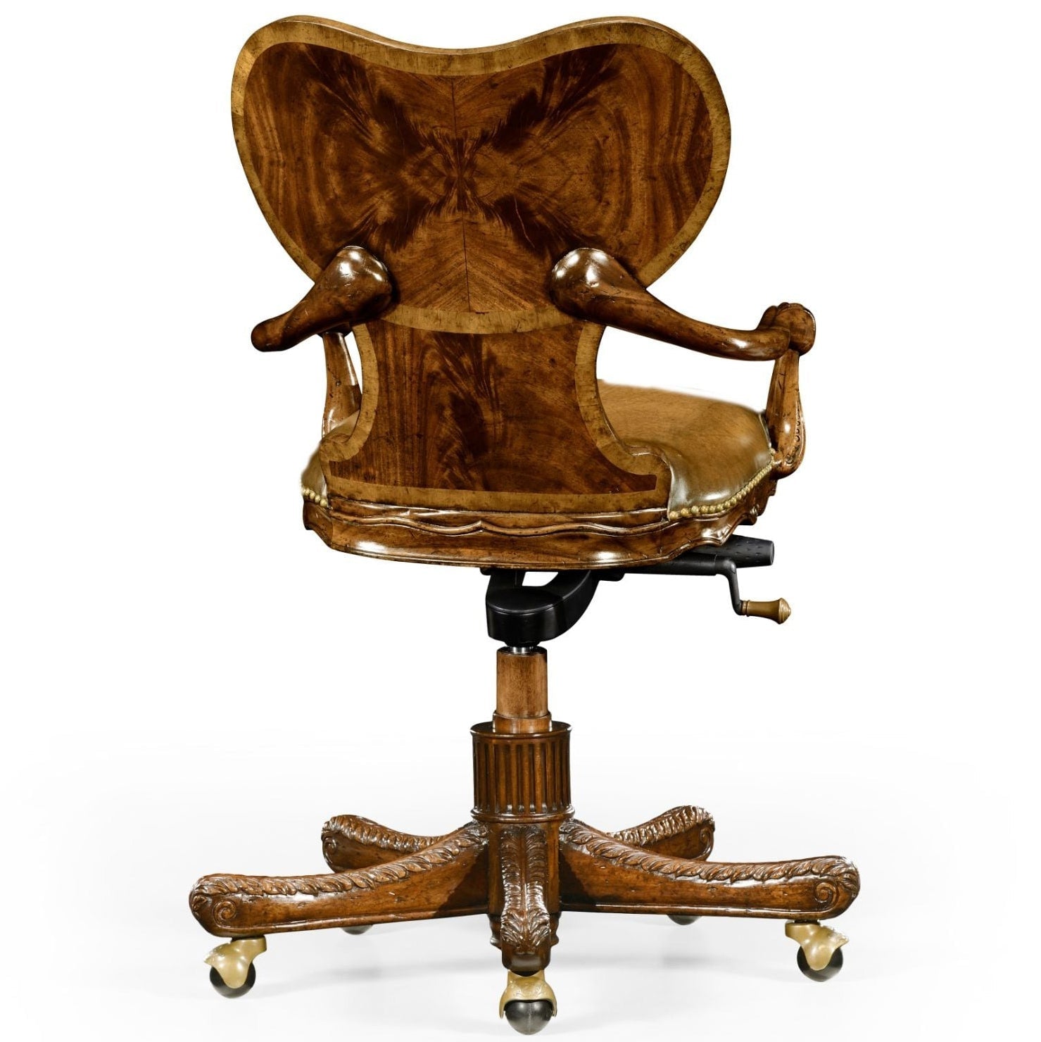 Jonathan Charles Double Lobed Shaped Mahogany Office Chair