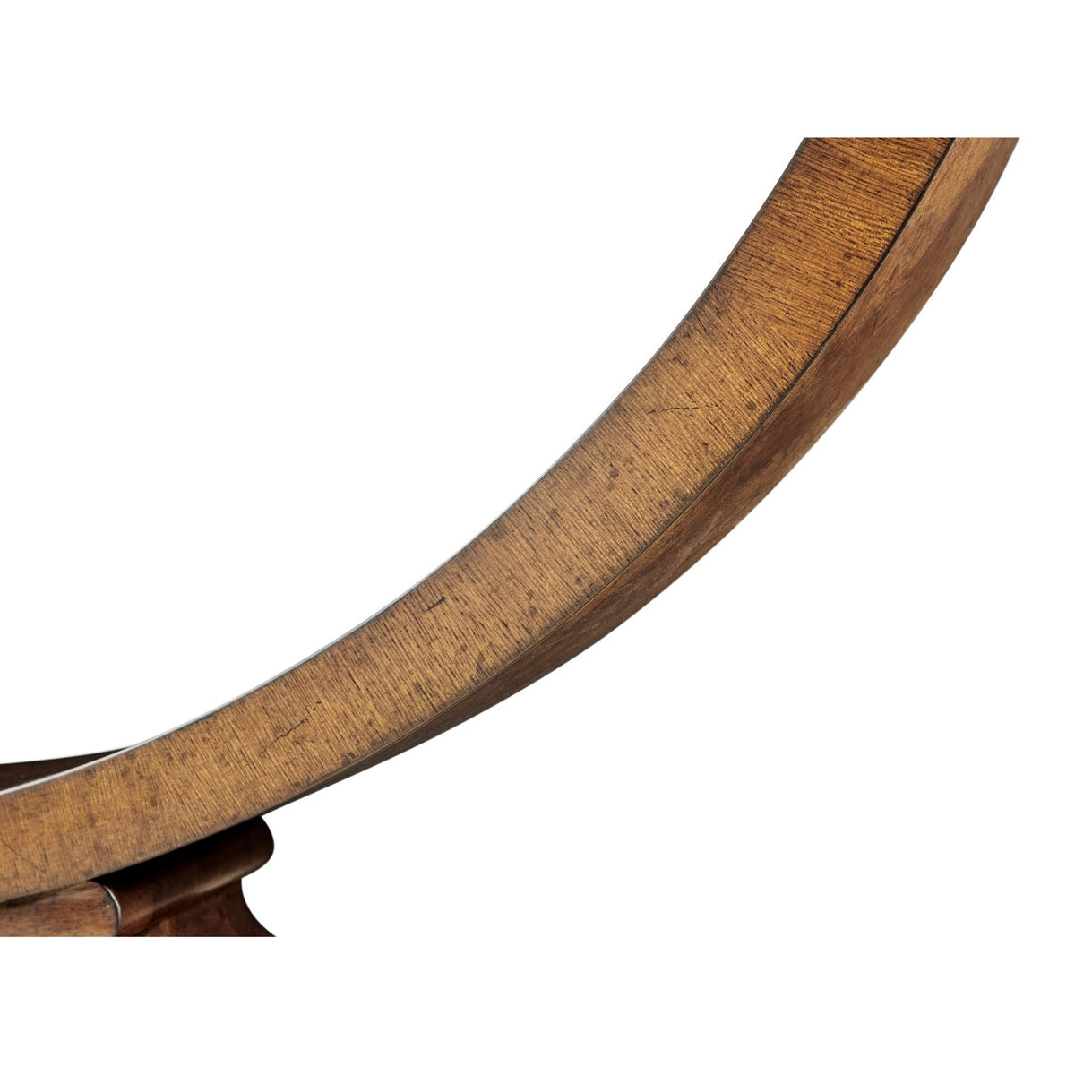 Jonathan Charles Biedermeier console table semi-circular support profile with brass castors and wood grain detail
