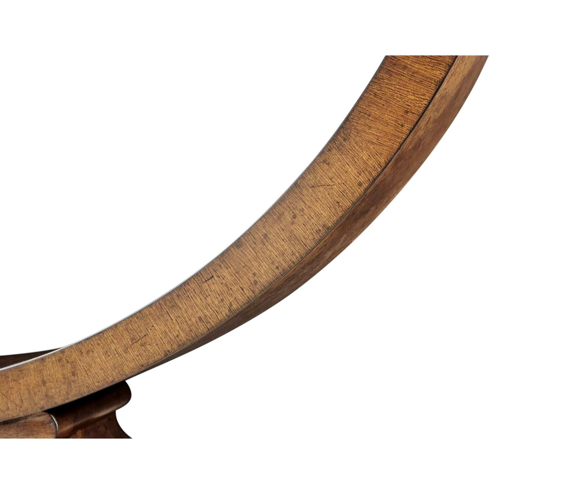 Jonathan Charles Biedermeier console table semi-circular support profile with brass castors and wood grain detail