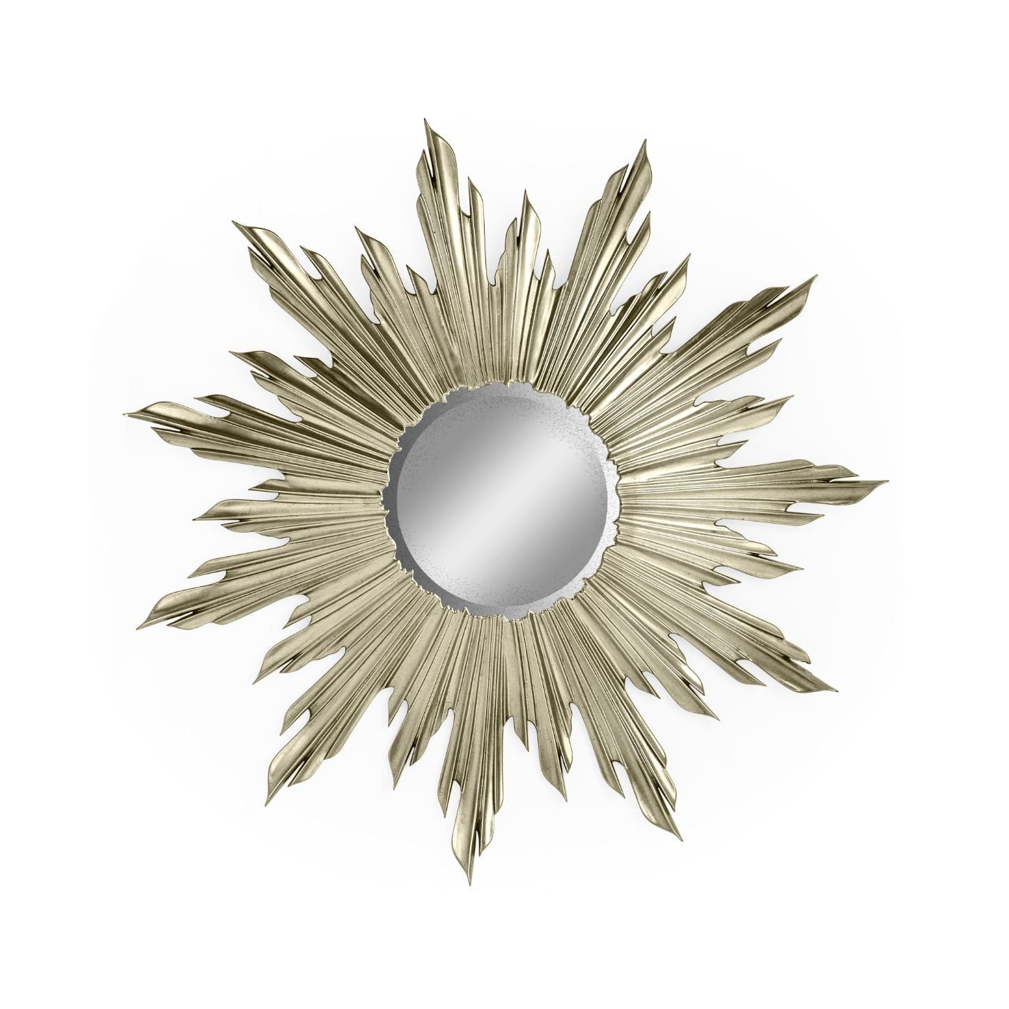 Jonathan Charles Small Antique Silver Wall Mirror Sunburst