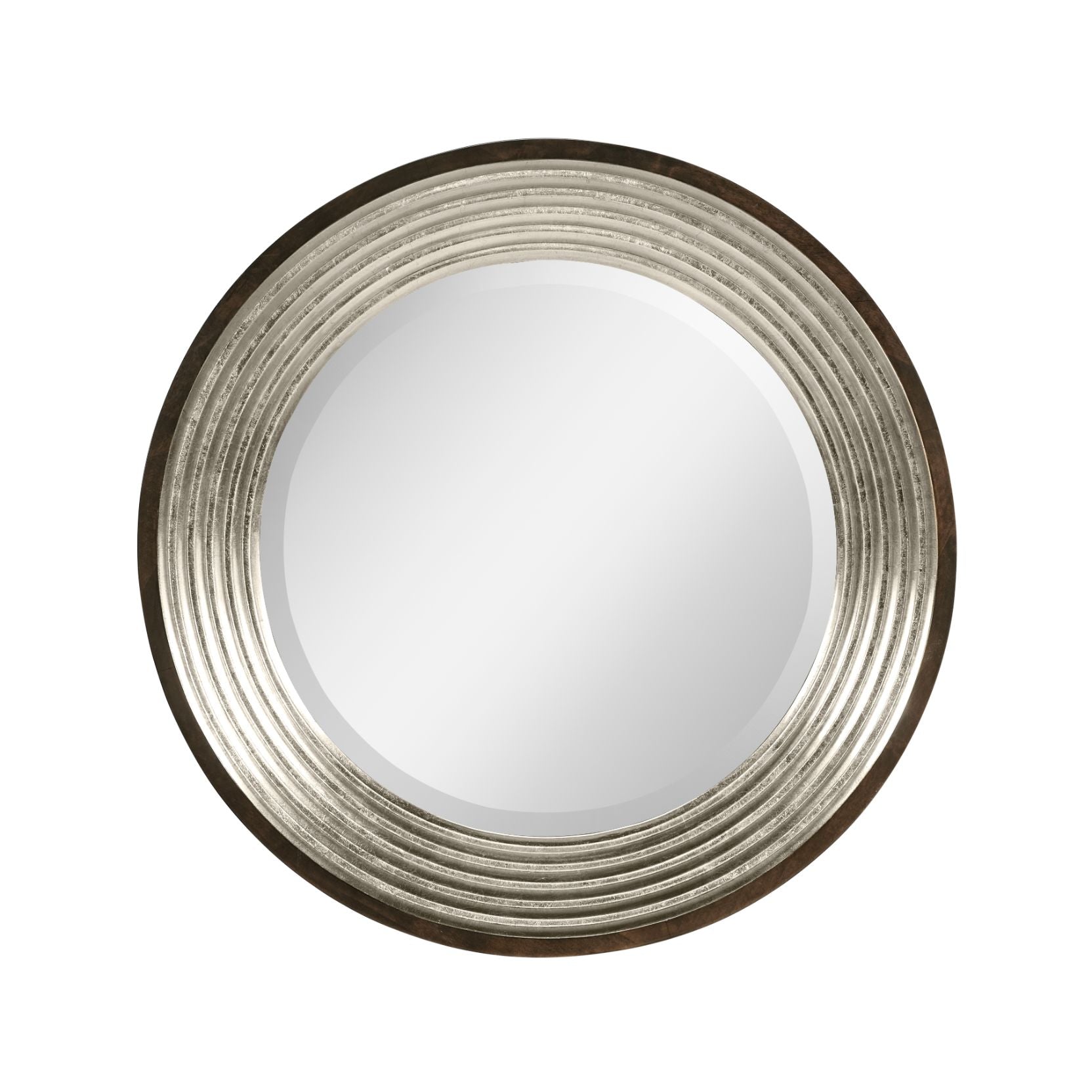 Jonathan Charles Contemporary Circular Silver Espresso Recessed Mirror