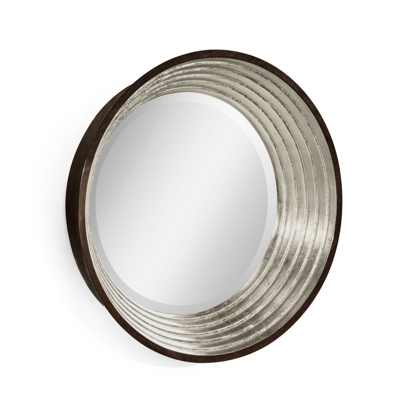 Jonathan Charles Contemporary Circular Silver Espresso Recessed Mirror