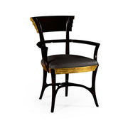 Jonathan Charles Dining Chair with Arms Modernist Stepped in Leather