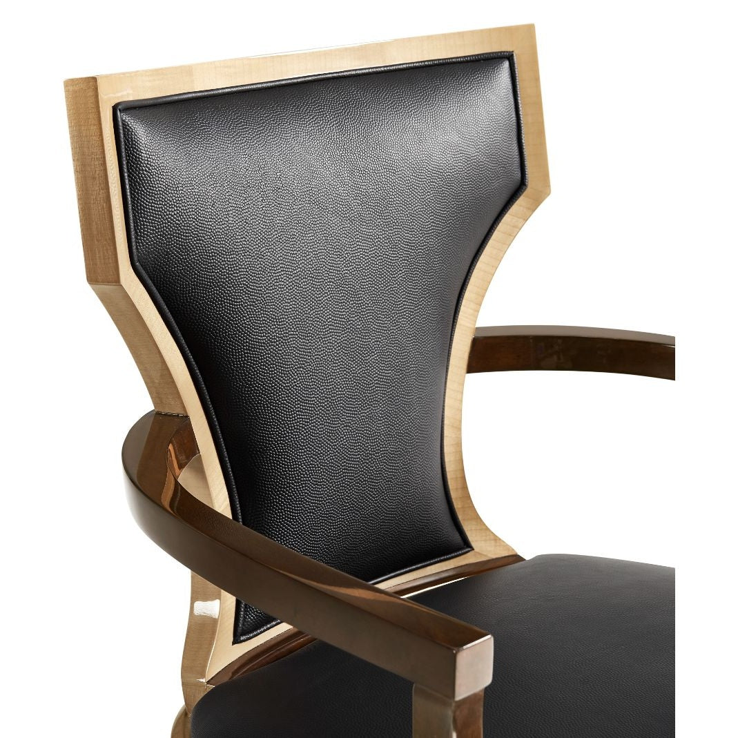Jonathan Charles Dining Chair with Arms Klismos in Champagne - Chocolate Leather