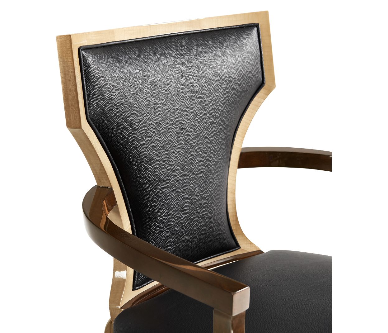 Jonathan Charles Dining Chair with Arms Klismos in Champagne - Chocolate Leather