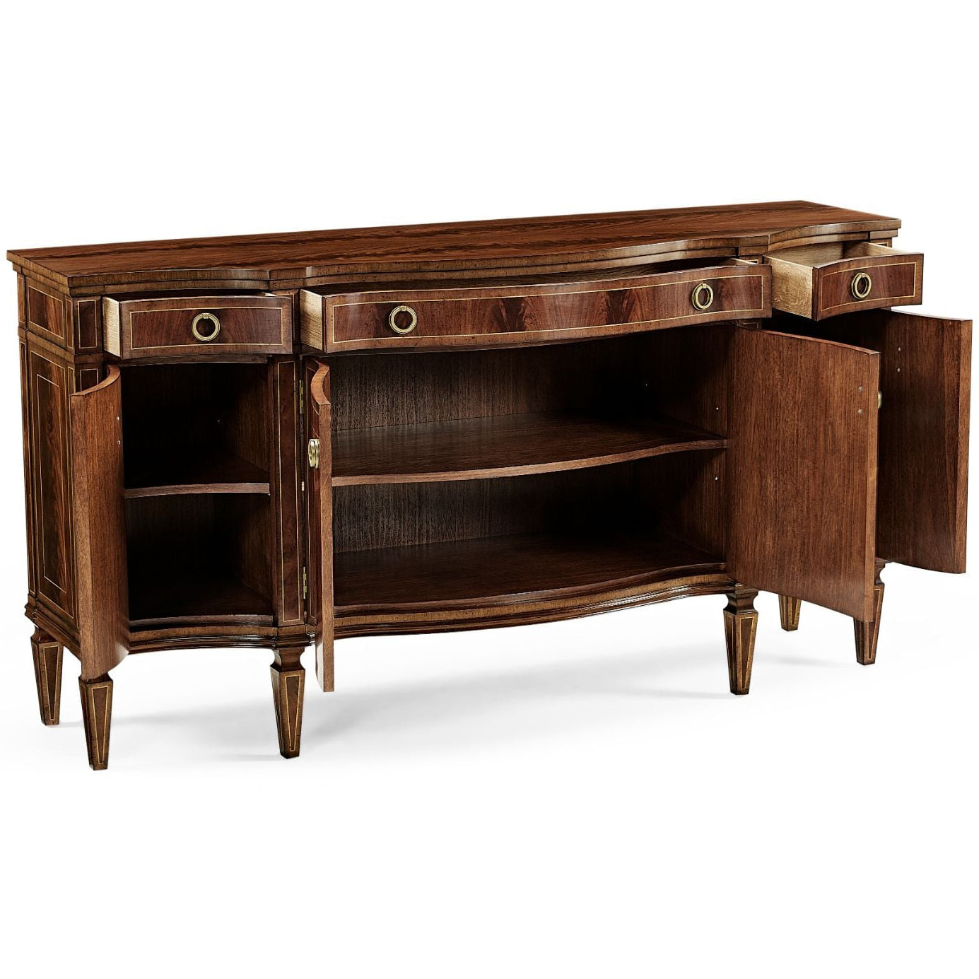 Jonathan Charles Buckingham Serpentine Mahogany Sideboard