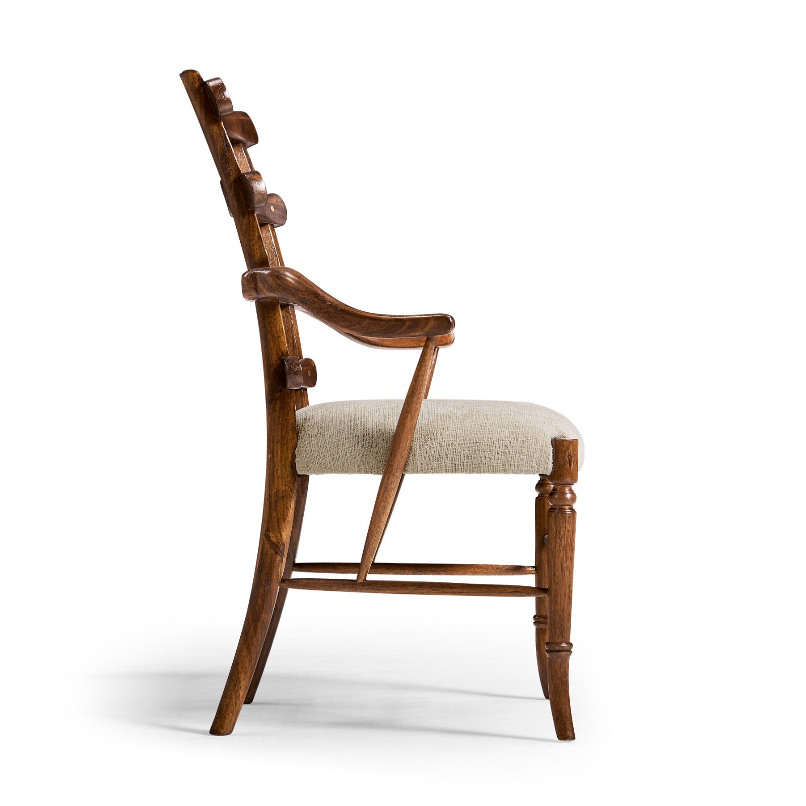 Jonathan Charles Walnut "Yoke" Ladderback Arm Chair in Shambala