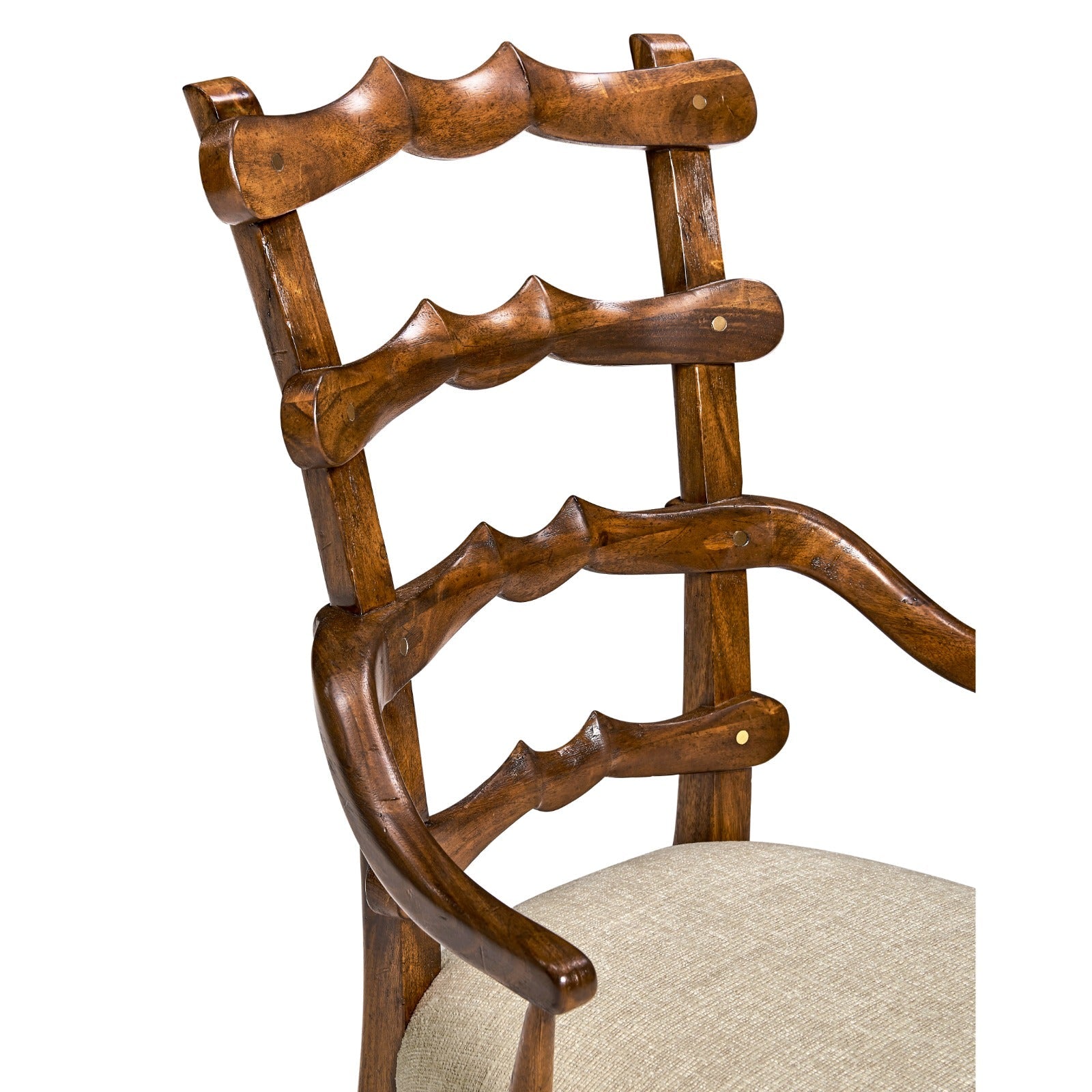 Jonathan Charles Walnut "Yoke" Ladderback Arm Chair in Shambala