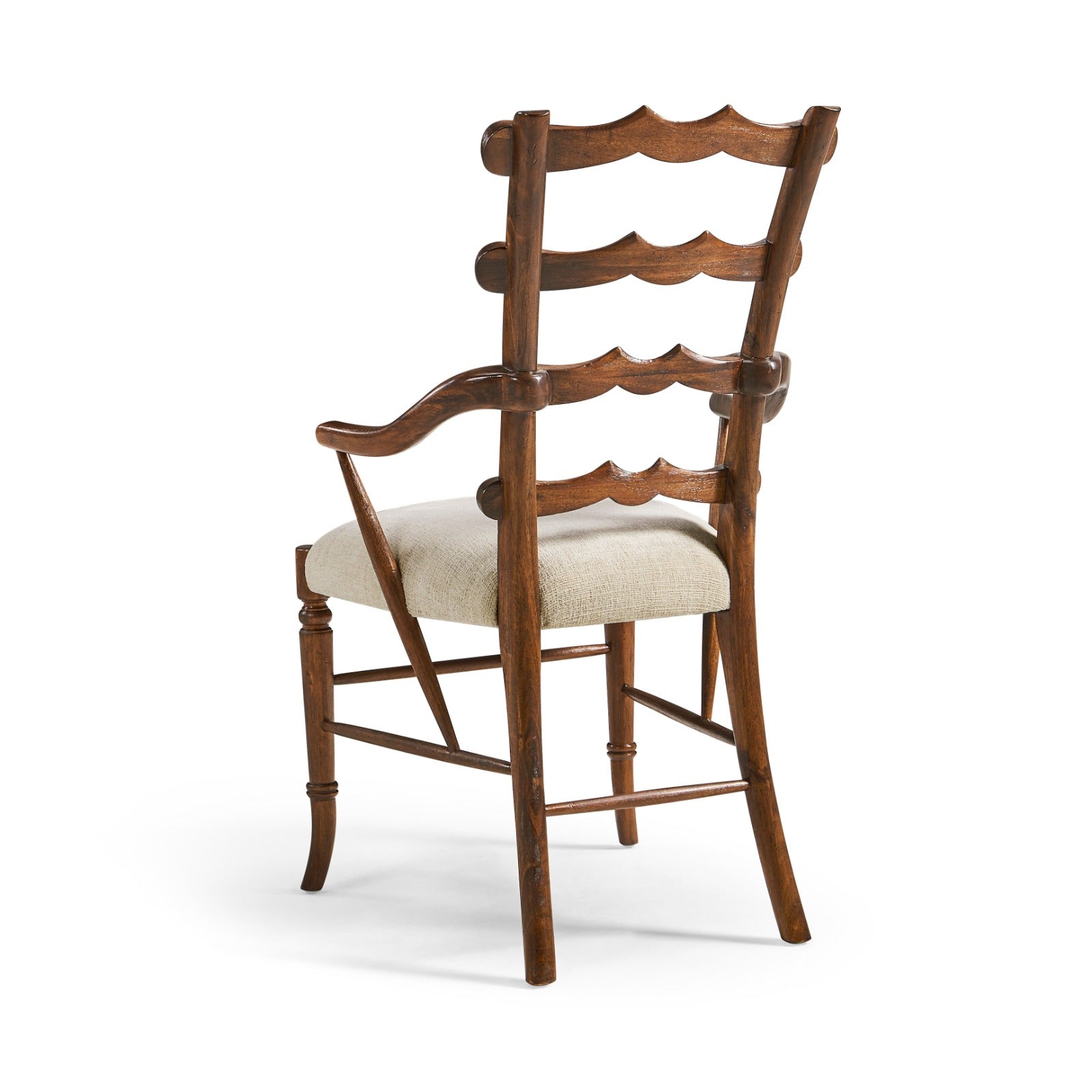 Jonathan Charles Walnut "Yoke" Ladderback Arm Chair in Shambala