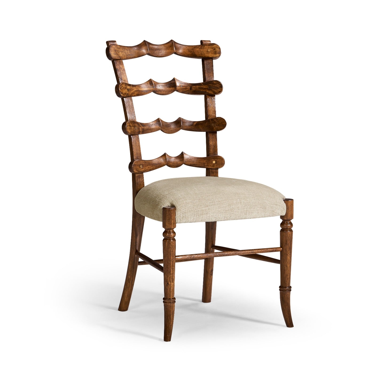 Jonathan Charles Walnut "Yoke" Ladderback Side Chair in Shambala