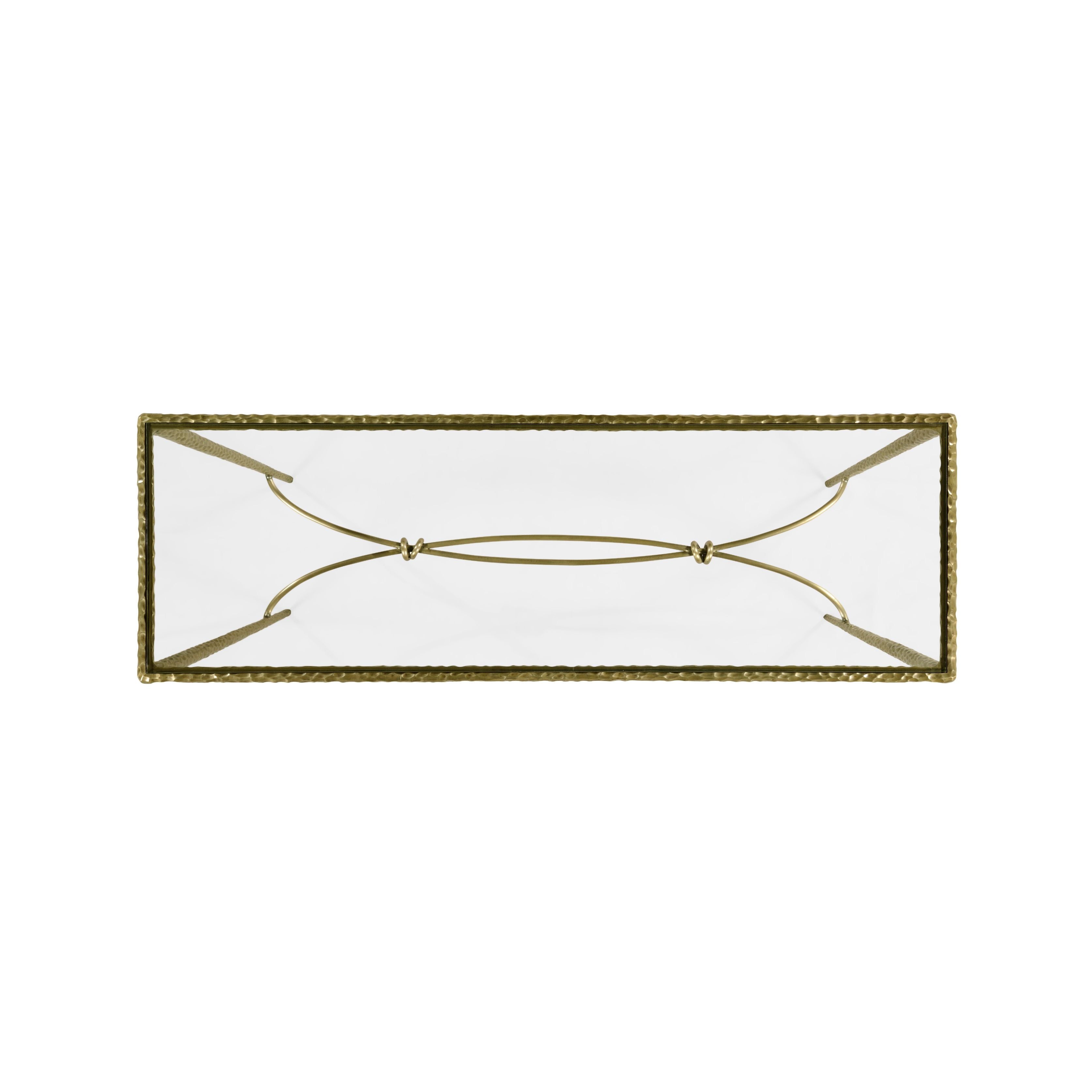 Jonathan Charles Hammered Console Table in Brass