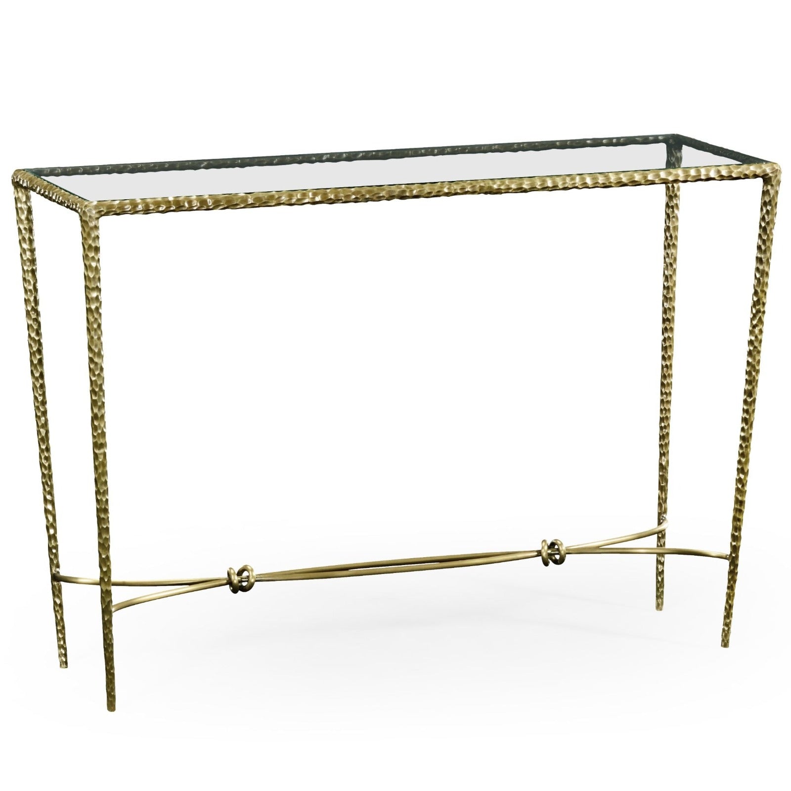 Jonathan Charles Hammered Console Table in Brass