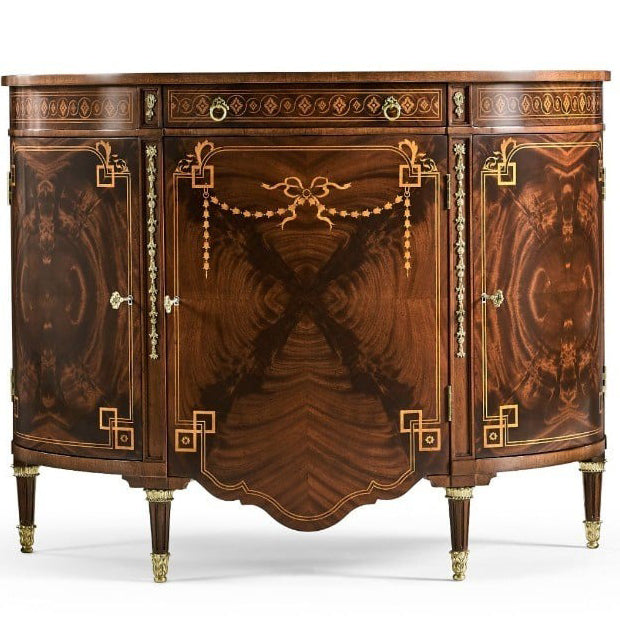 Jonathan Charles Sheraton Style Bowfront Light Mahogany Commode