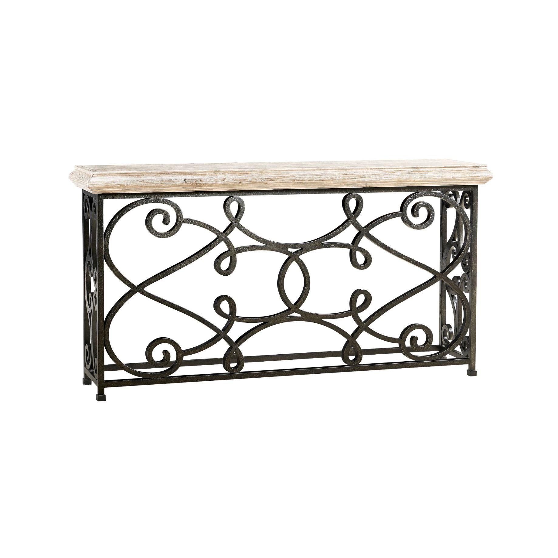 Jonathan Charles Large Console Table Wrought Iron - Limed