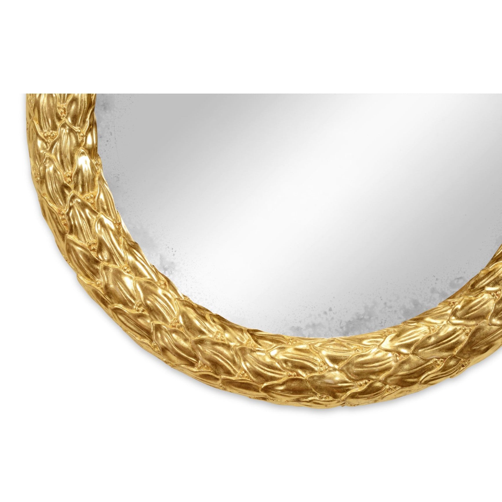 Jonathan Charles Small Round Mirror Water Gilded in Gold
