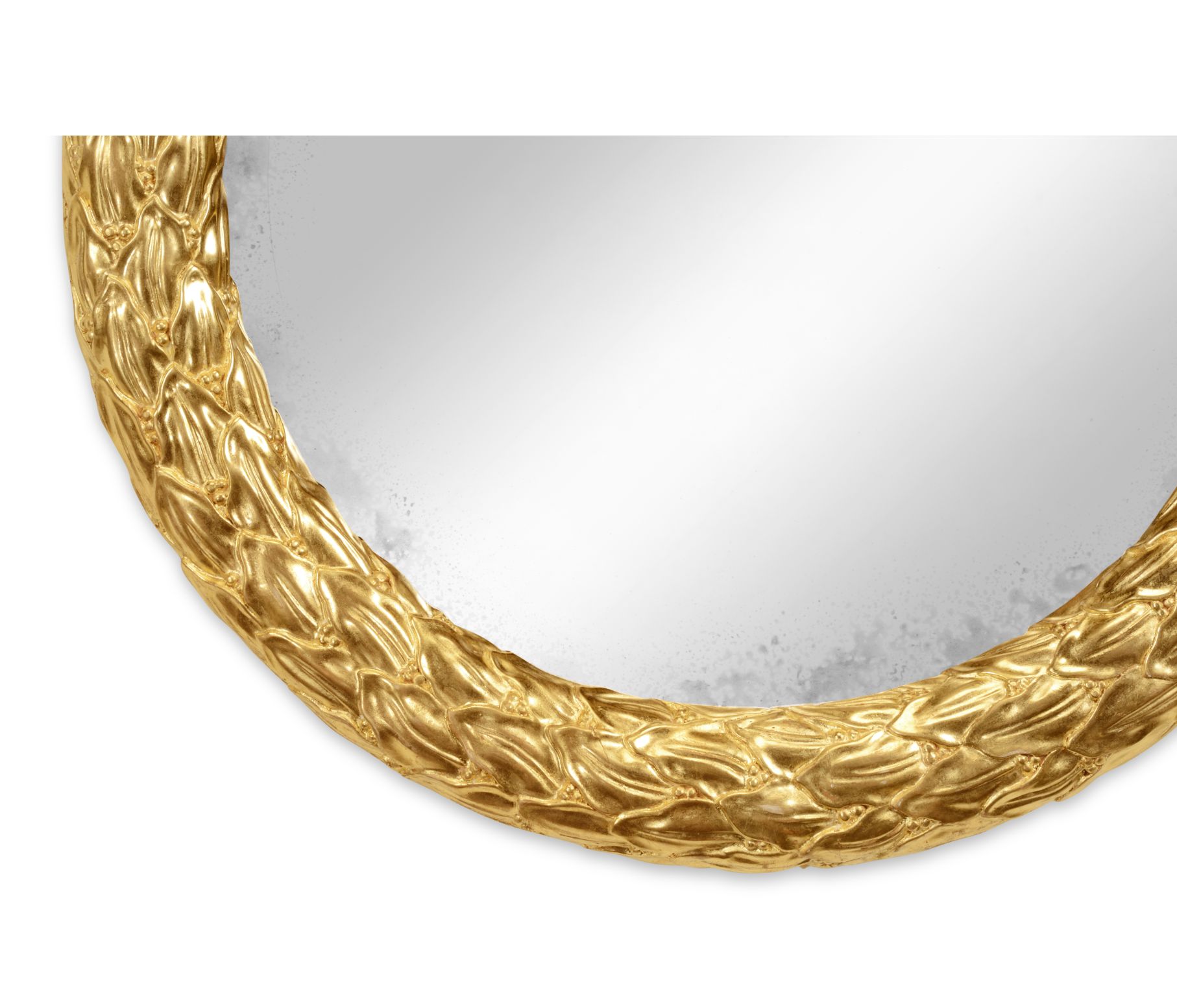 Jonathan Charles Small Round Mirror Water Gilded in Gold