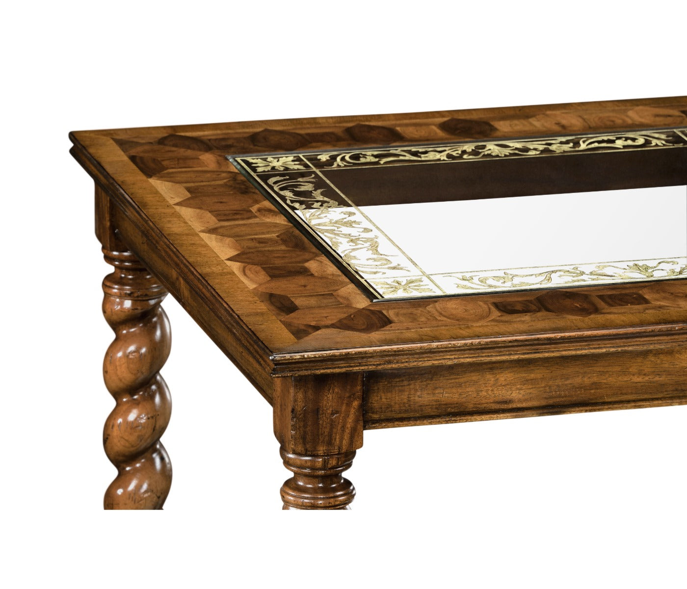 Jonathan Charles Square Side Table in Oyster Veneer with Eglomise Top – Small