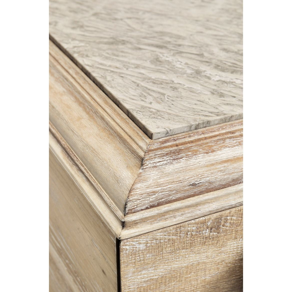 Jonathan Charles Chest of Drawers Eclectic with Marble Top - Limed Acacia