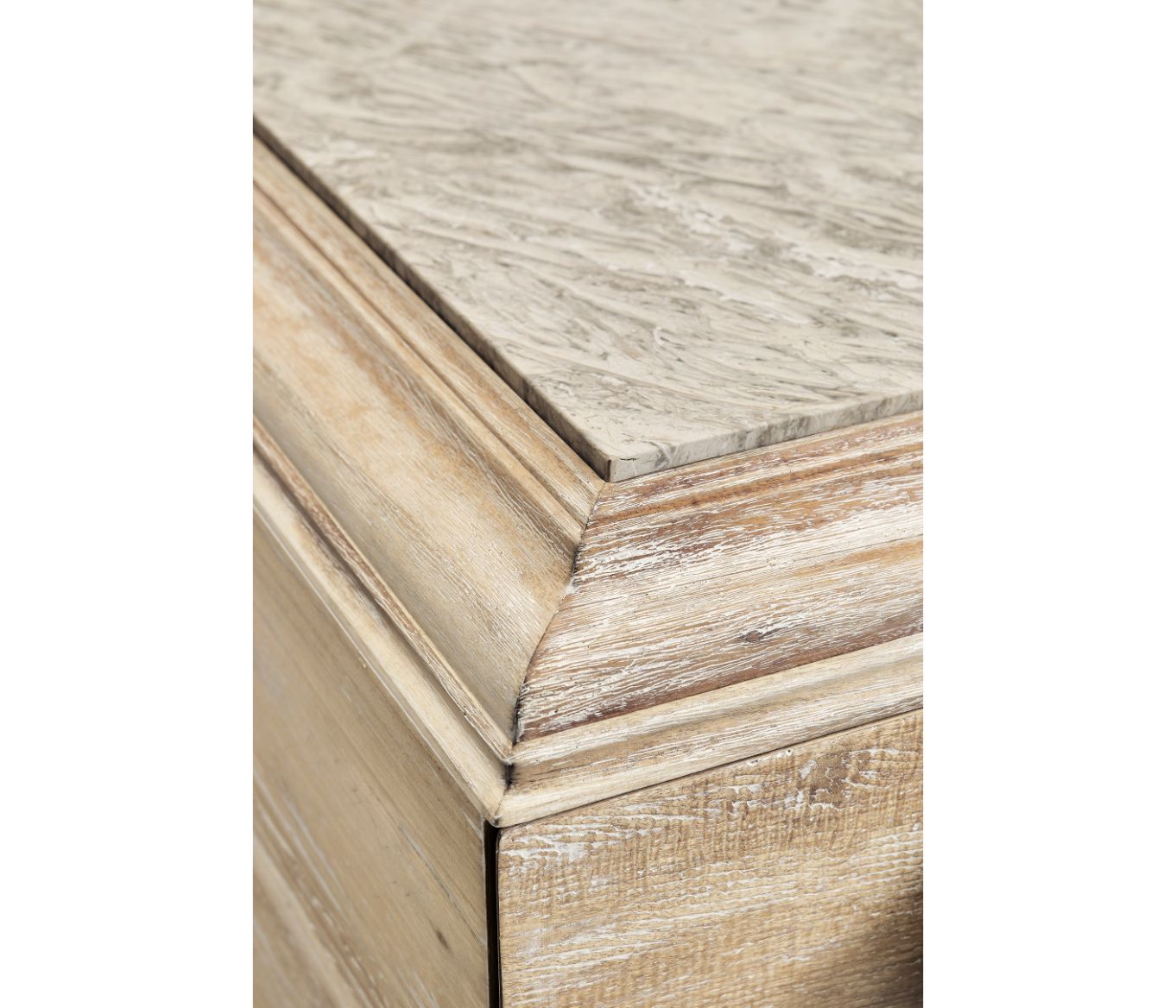Jonathan Charles Chest of Drawers Eclectic with Marble Top - Limed Acacia