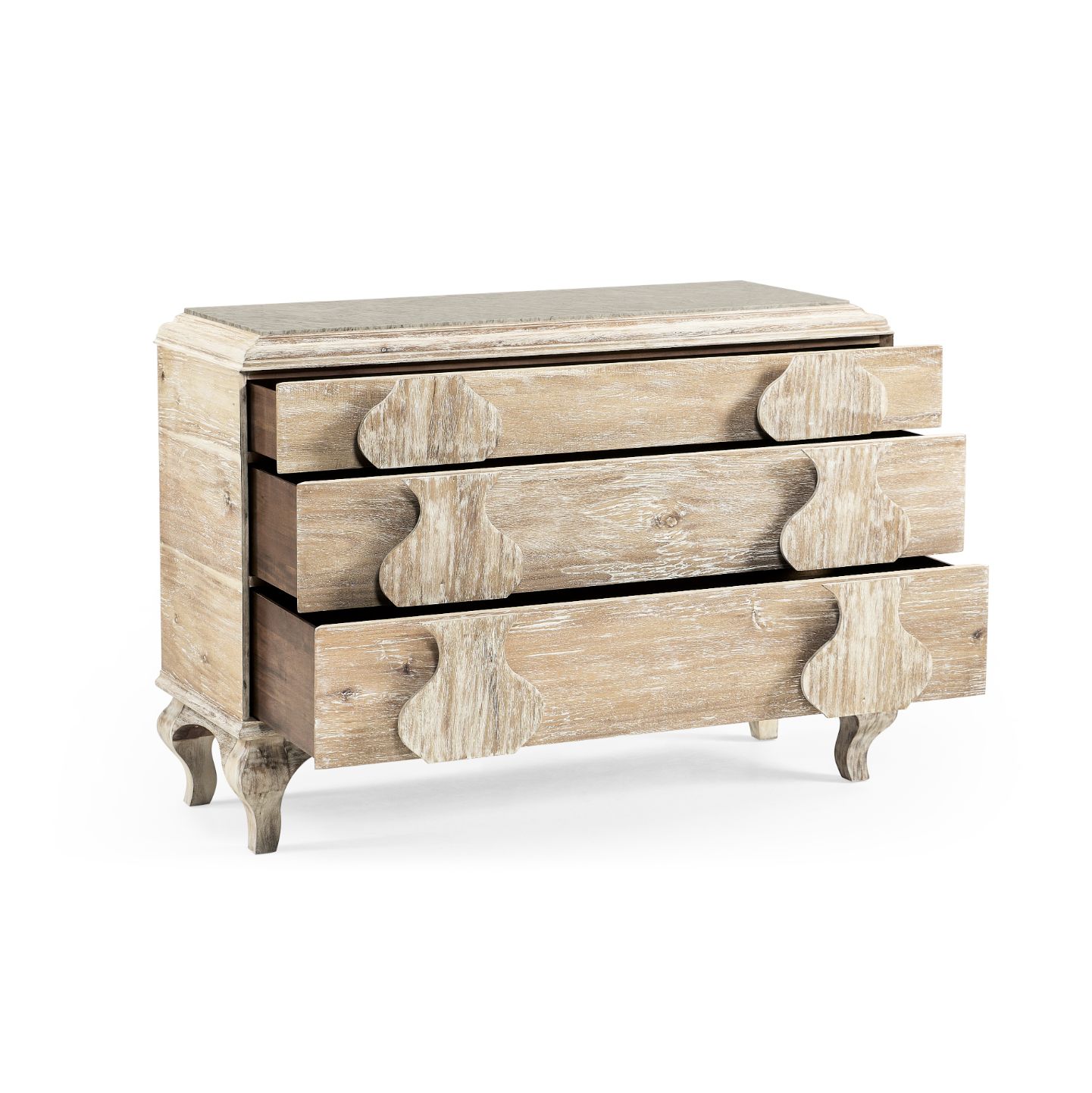 Jonathan Charles Chest of Drawers Eclectic with Marble Top - Limed Acacia