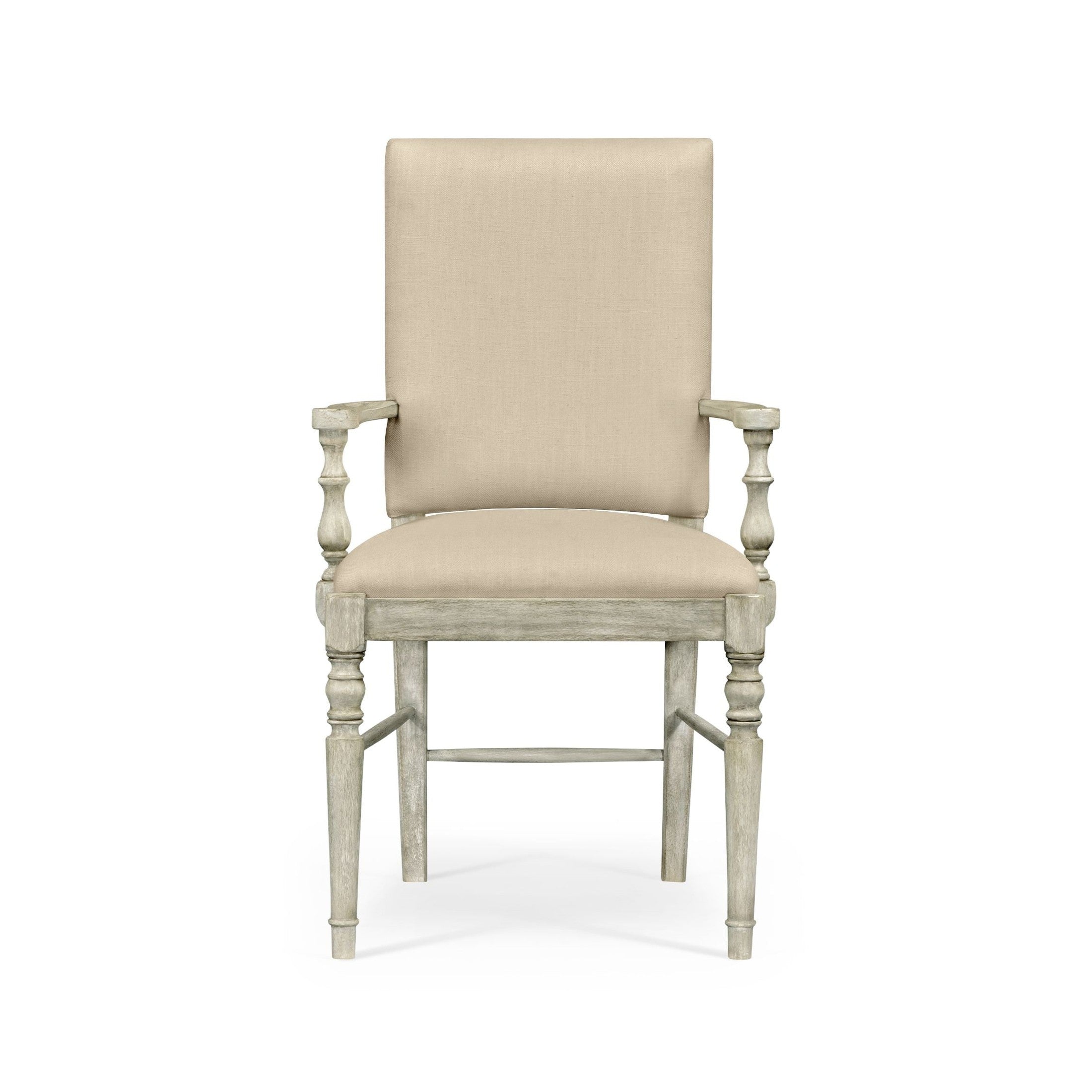 Jonathan Charles Casual Upholstered Dining Arm Chair in Mazo - Anyique Dark Grey