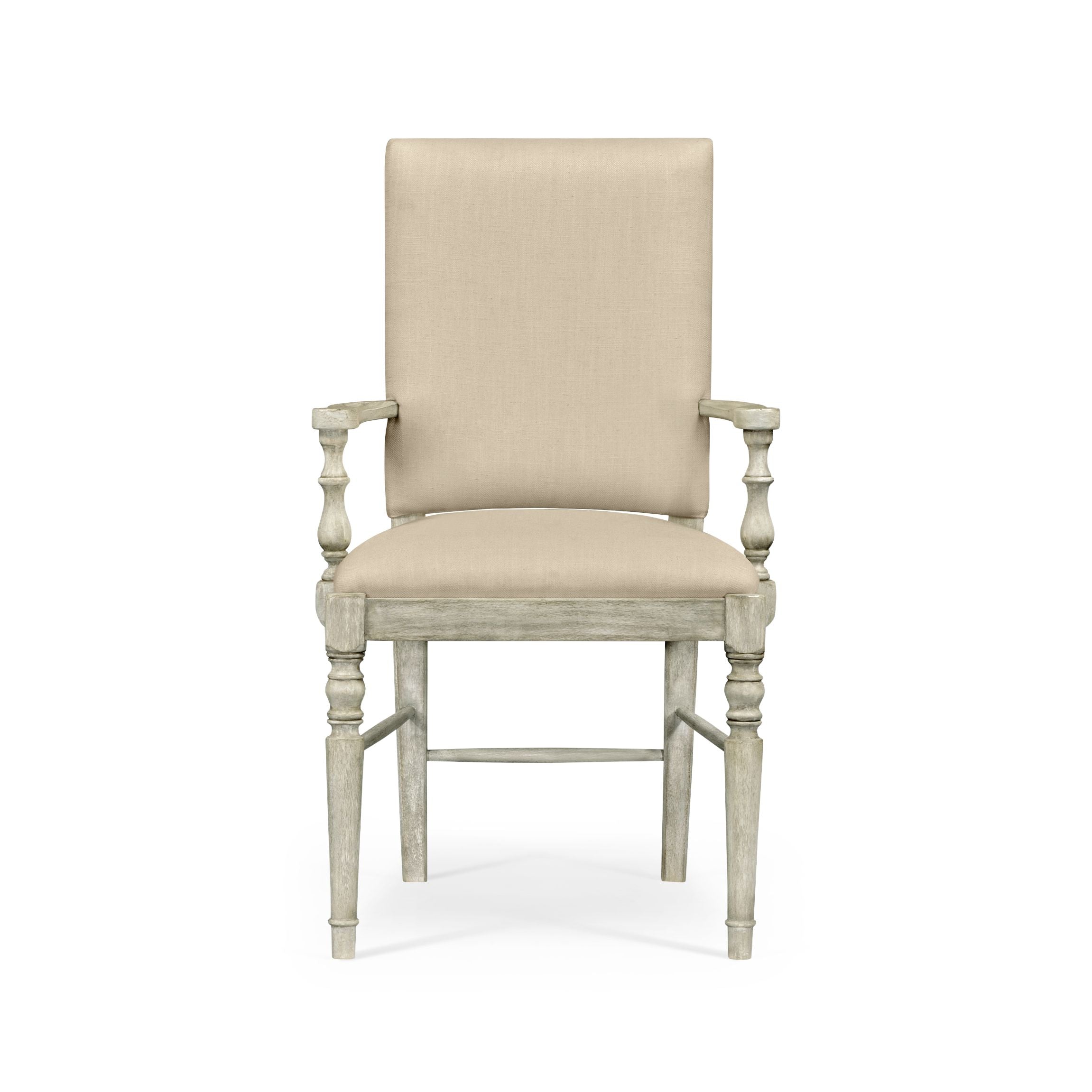 Jonathan Charles Casual Upholstered Dining Arm Chair in Mazo - Anyique Dark Grey