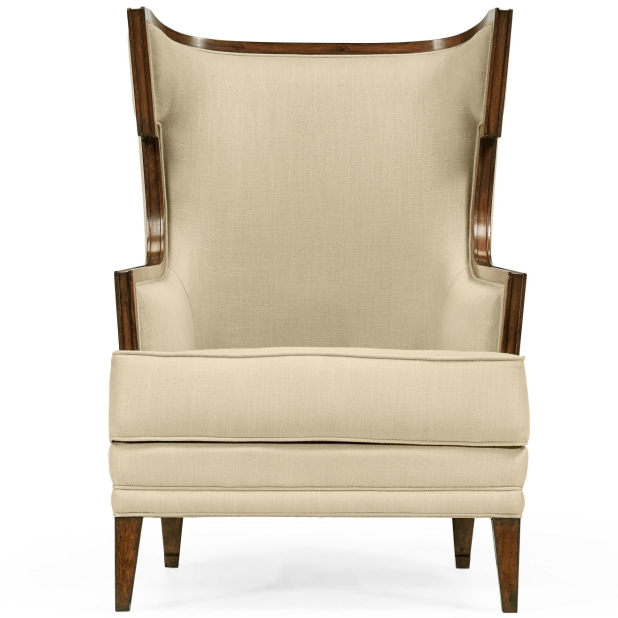 Jonathan Charles Walnut Greek Revival Armchair in Linen