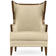 Jonathan Charles Walnut Greek Revival Armchair in Linen