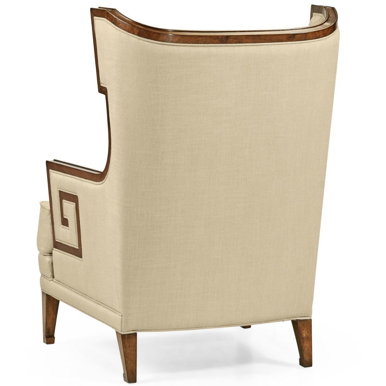 Jonathan Charles Walnut Greek Revival Armchair in Linen