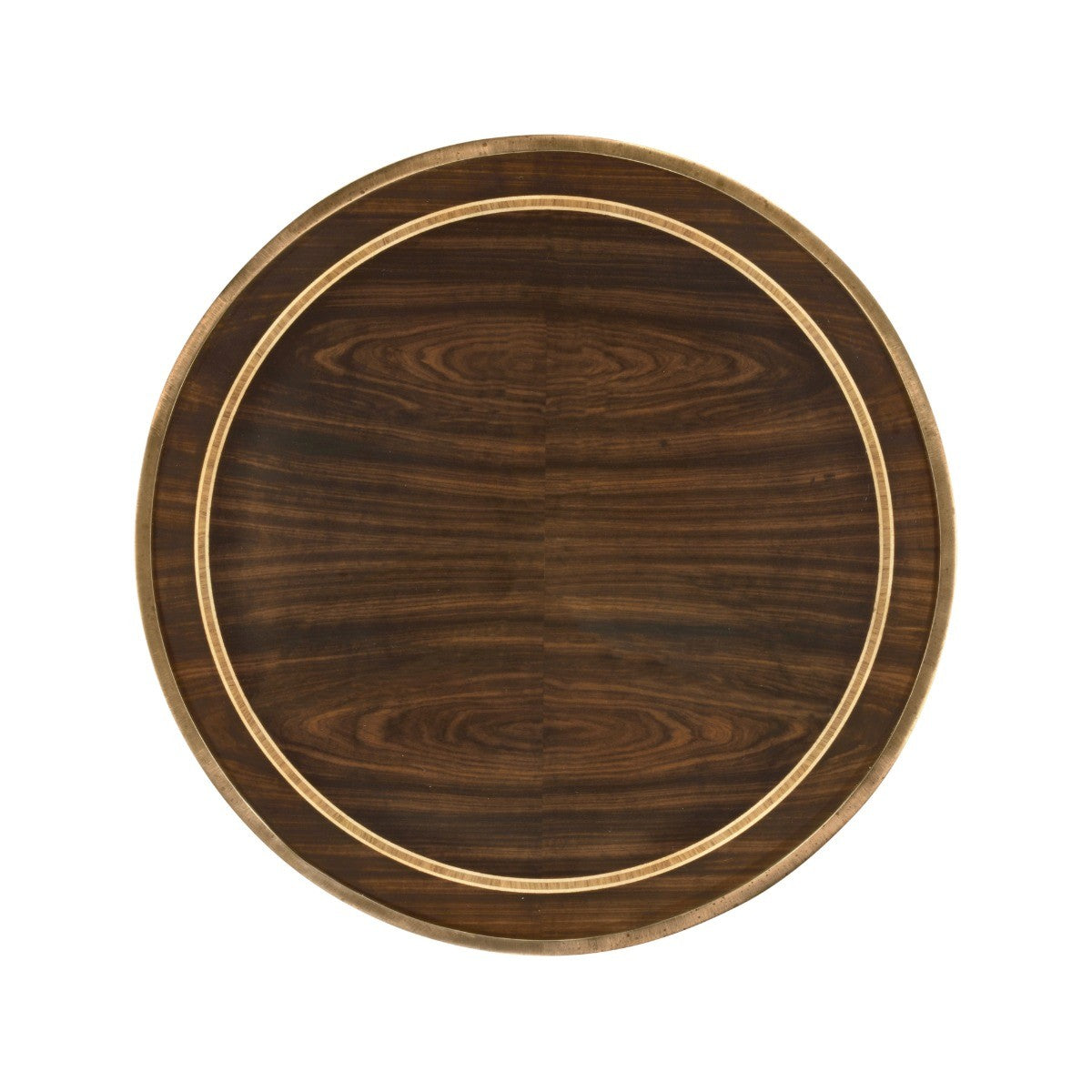 Jonathan Charles Small Round Dark Santos & Brass End Table