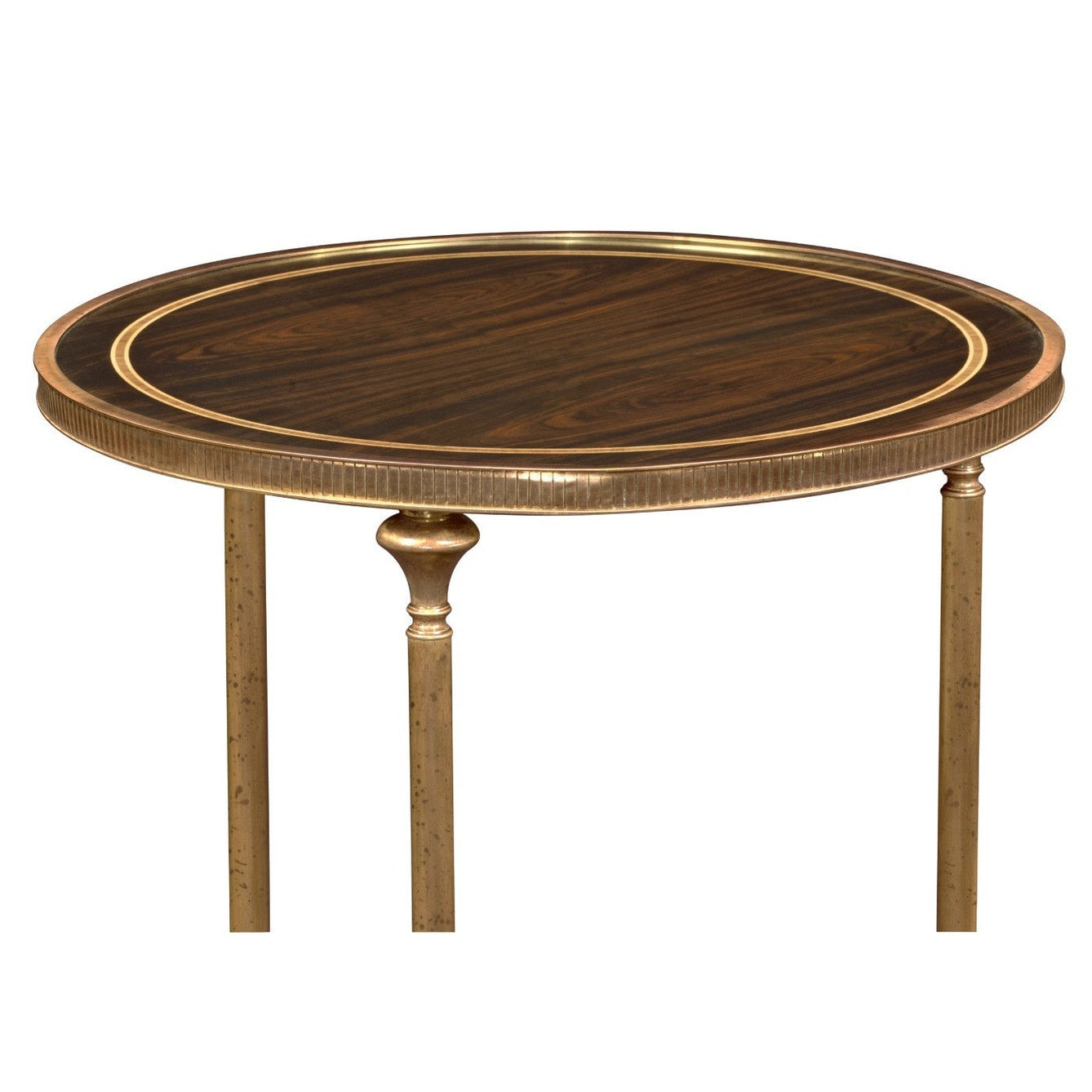 Jonathan Charles Small Round Dark Santos & Brass End Table