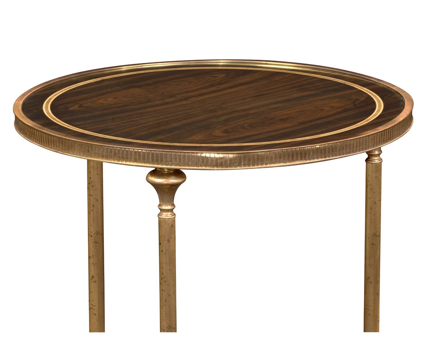 Jonathan Charles Small Round Dark Santos & Brass End Table