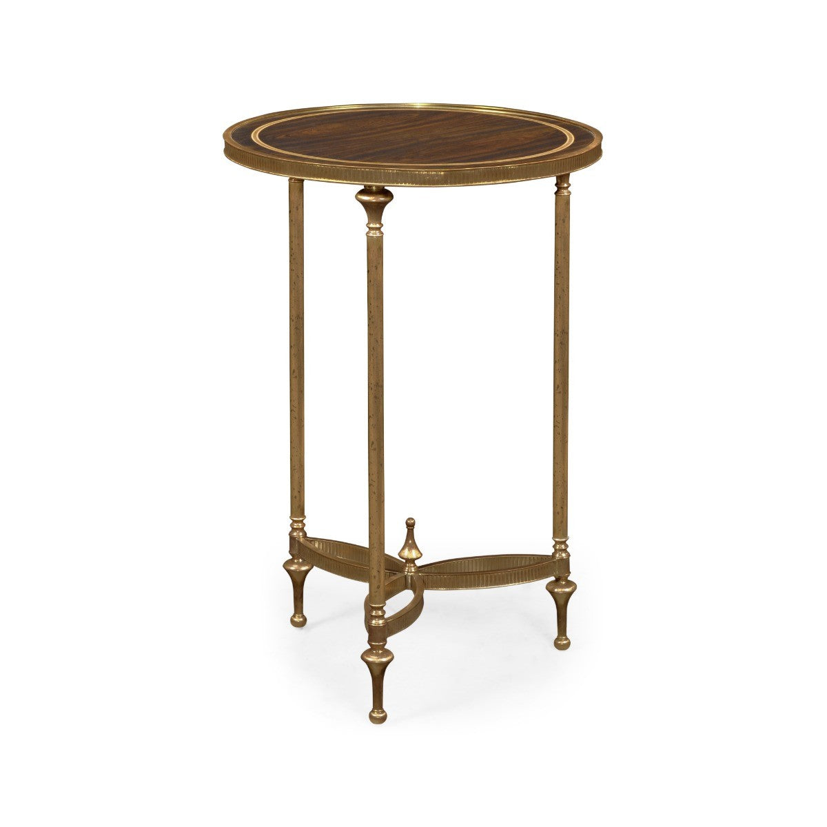 Jonathan Charles Small Round Dark Santos & Brass End Table