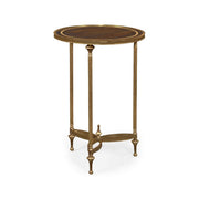 Jonathan Charles Small Round Dark Santos & Brass End Table